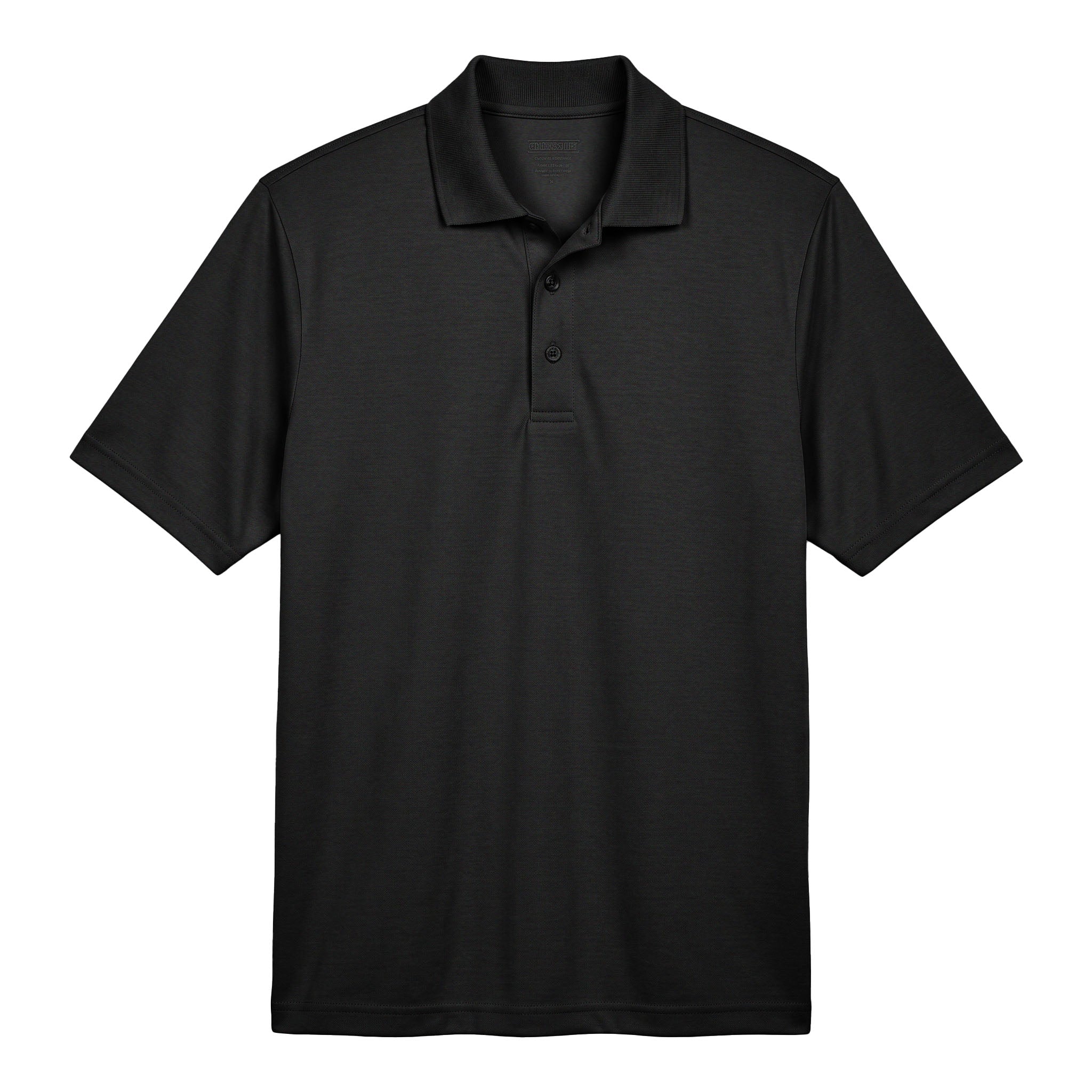 Core 365 88181 custom polo in black, front view