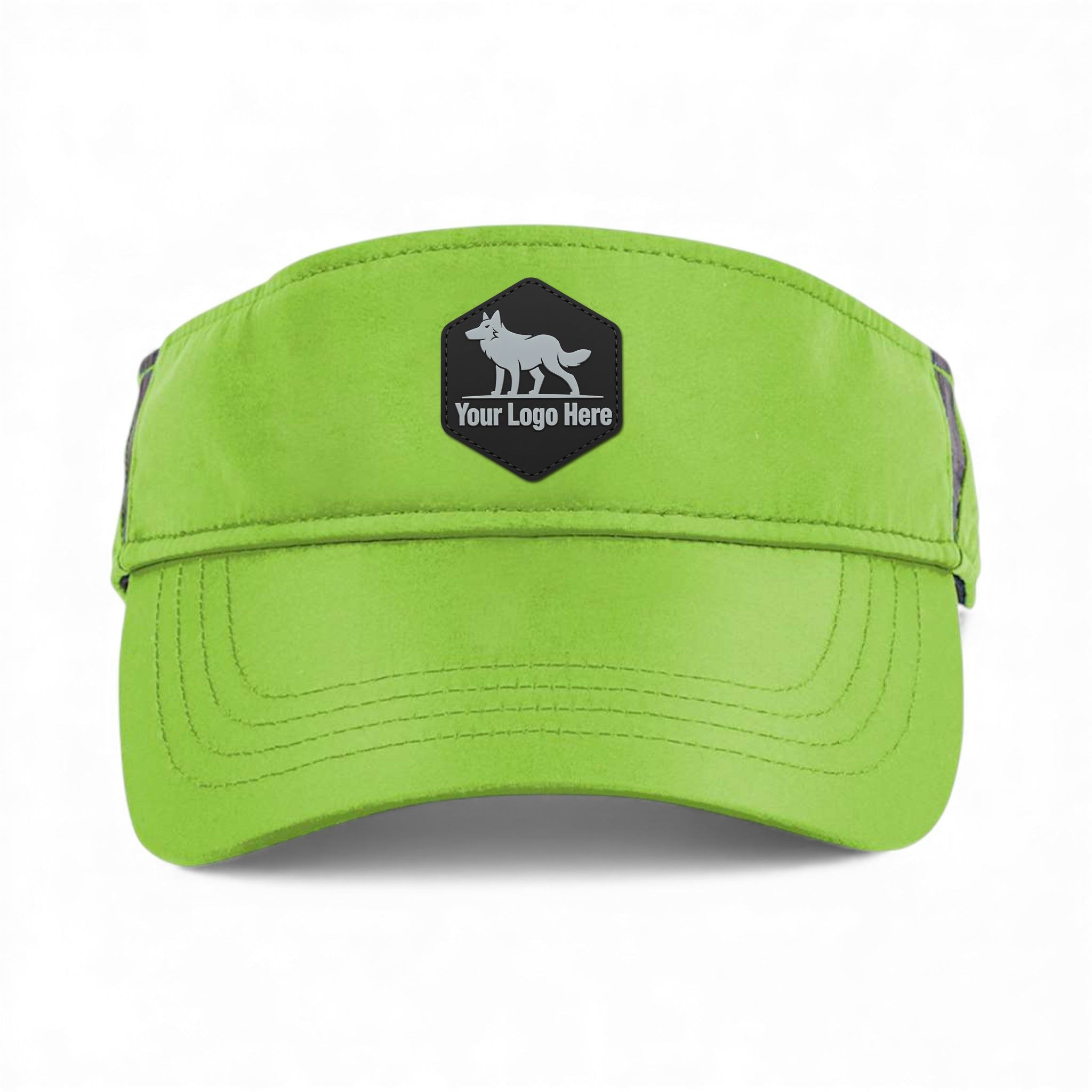 PVC patch preview of Core 365 CE002 custom hat in acid green and carbon