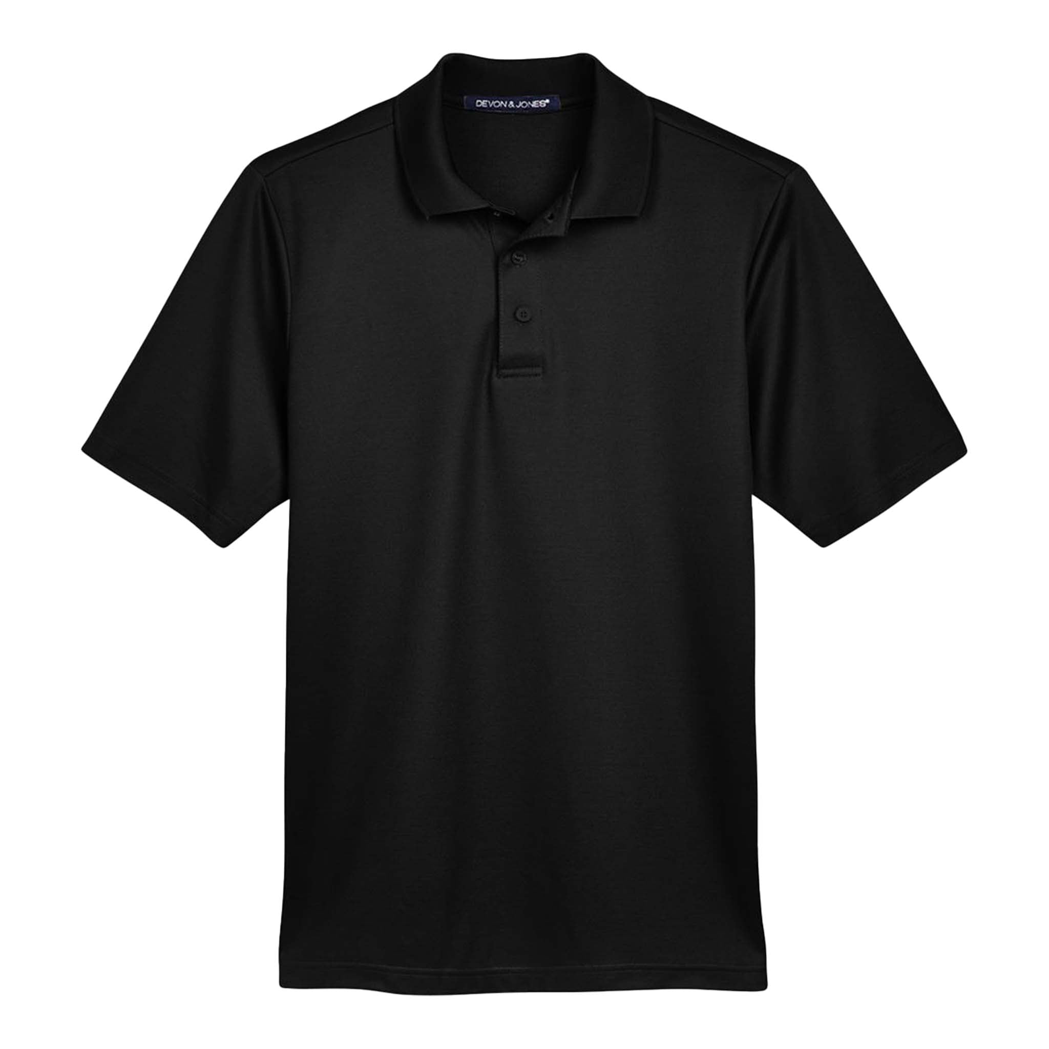 Devon & Jones DG20 custom polo in black, front view