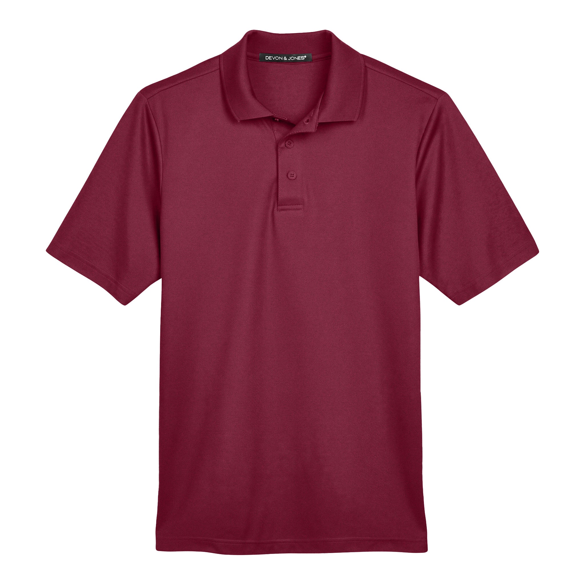 Devon & Jones DG20 custom polo in burgundy, front view