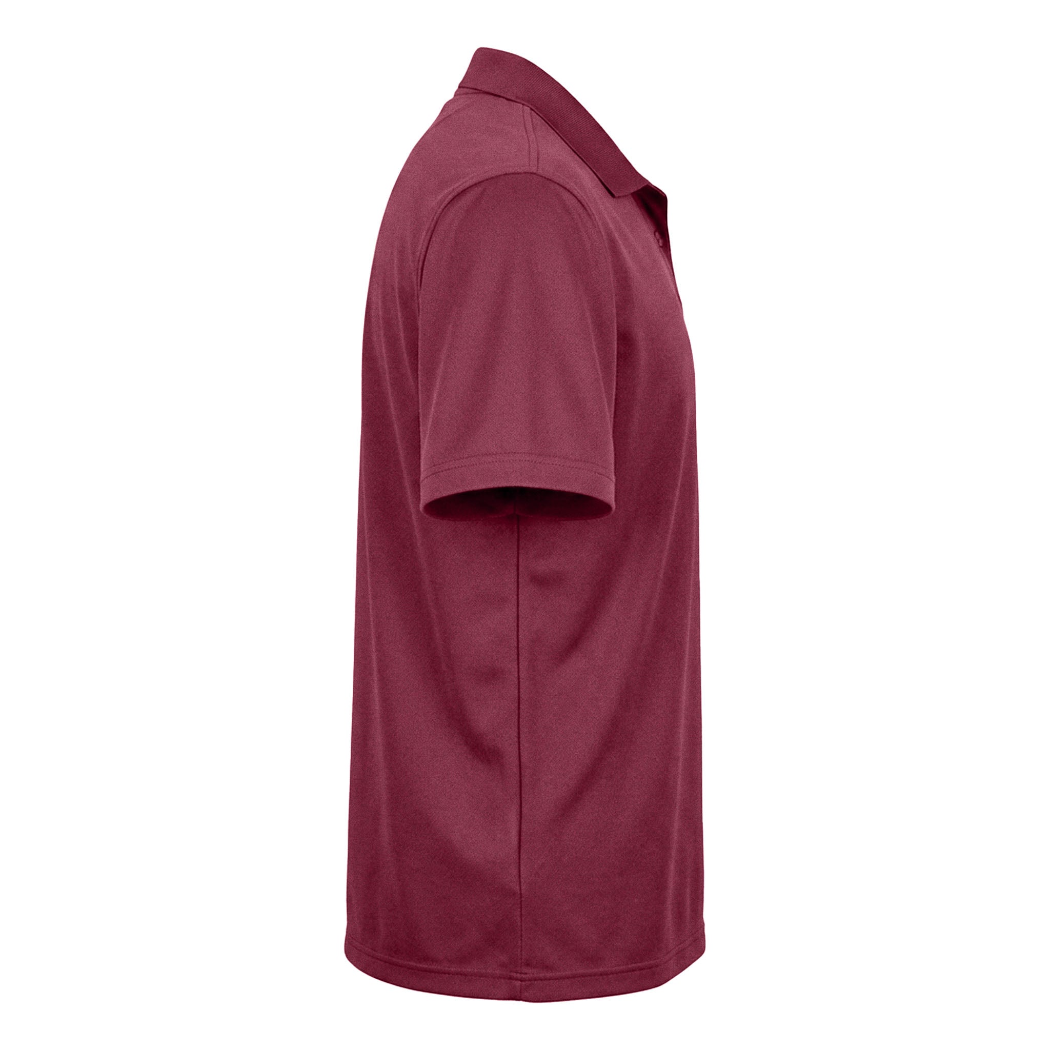 Devon & Jones DG20 custom polo in burgundy, right side view