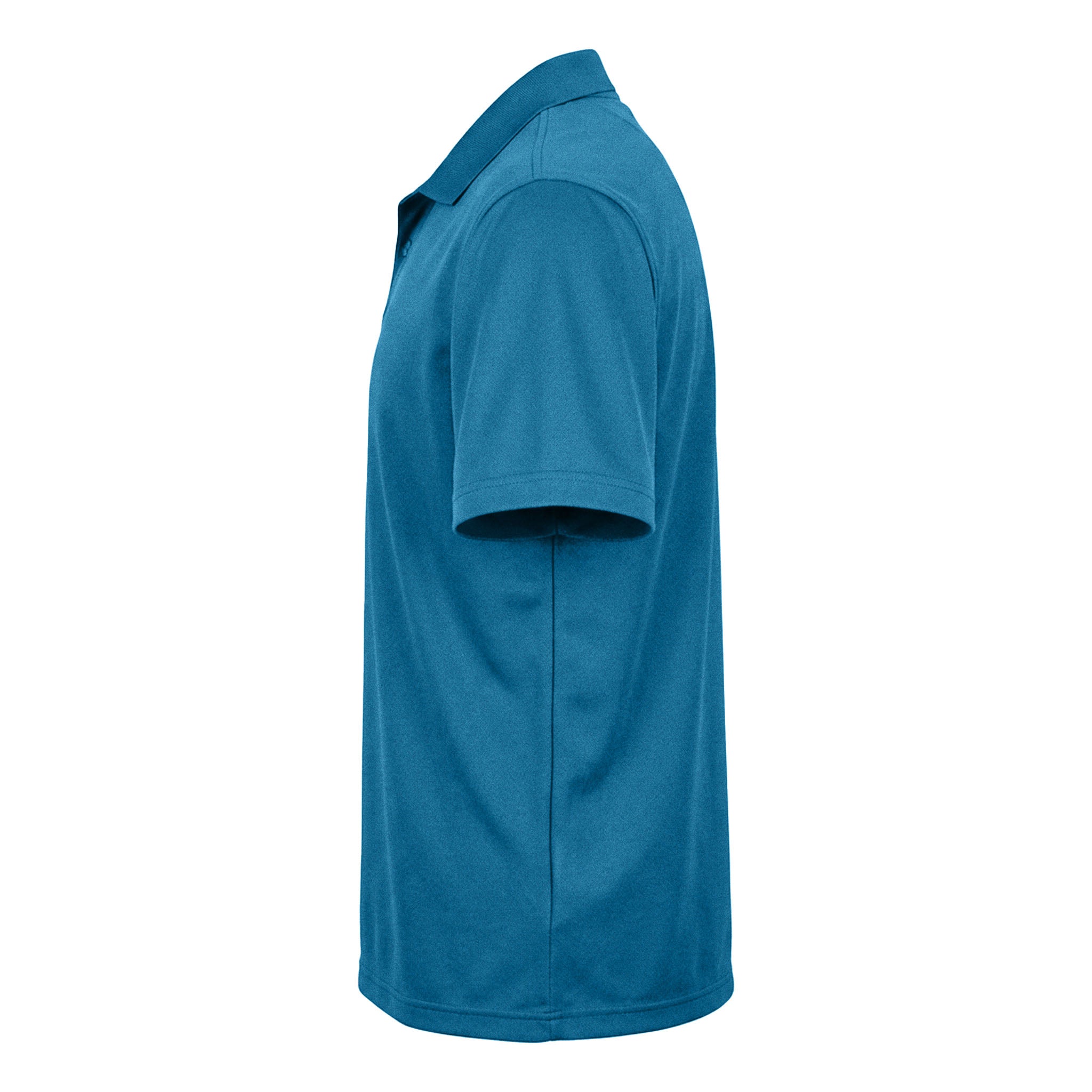 Devon & Jones DG20 custom polo in dark teal, left side view