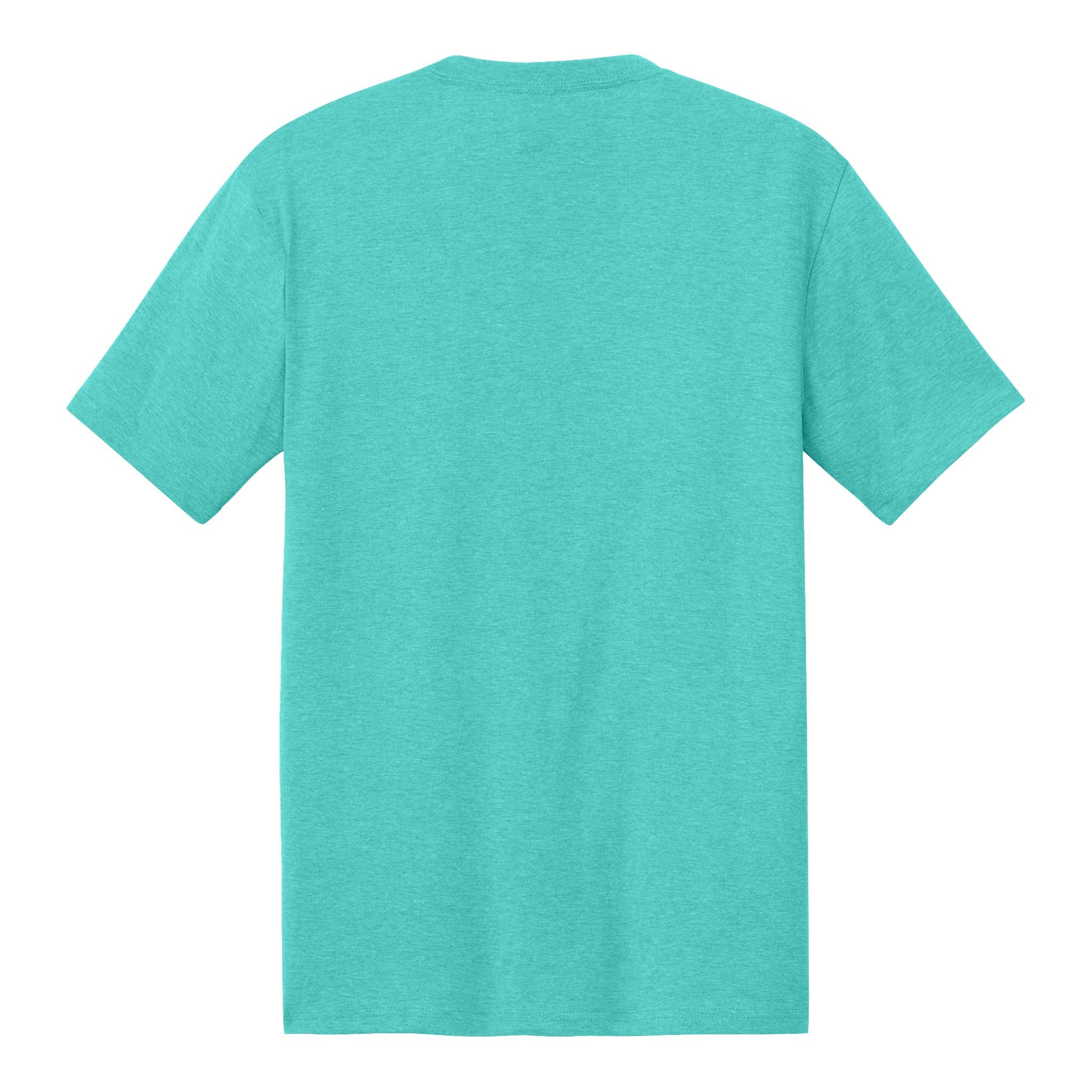 District DM130 custom short sleeve t-shirt in aqua heather, back view