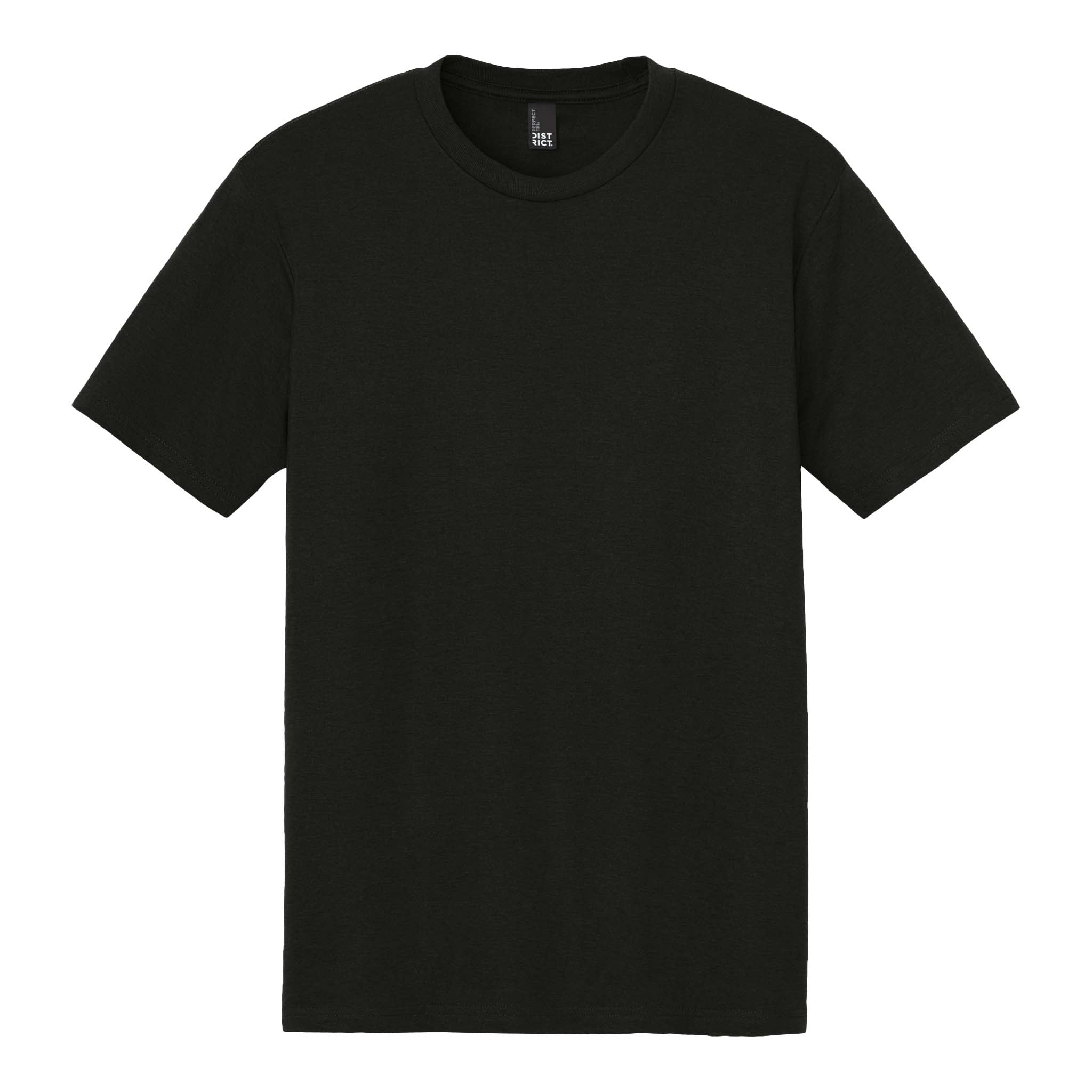 District DM130 custom short sleeve t-shirt in black, front view