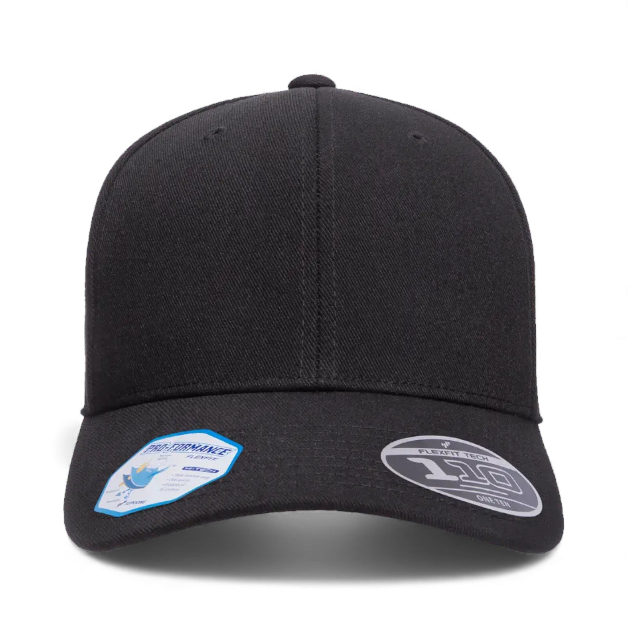 Front view of Flexfit 110C custom hat in black