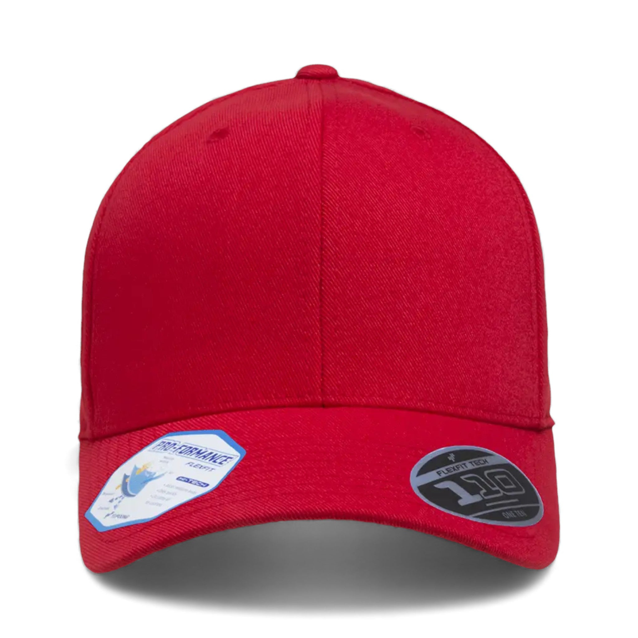 Front view of Flexfit 110C custom hat in red