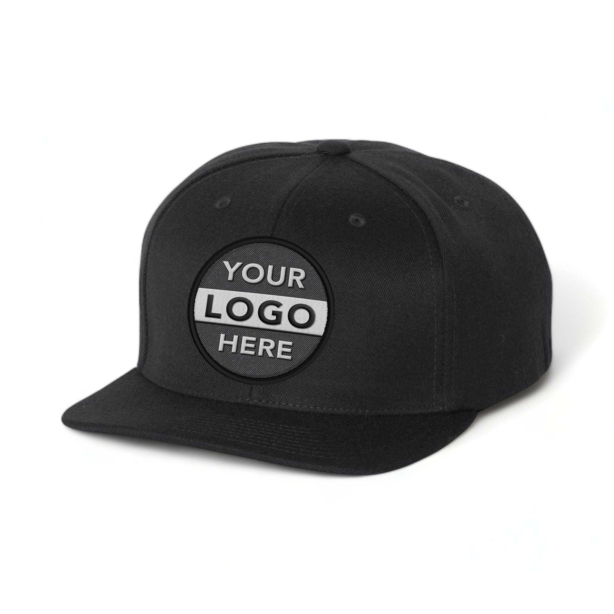 Flexfit 110F custom embroidered patch hat in black