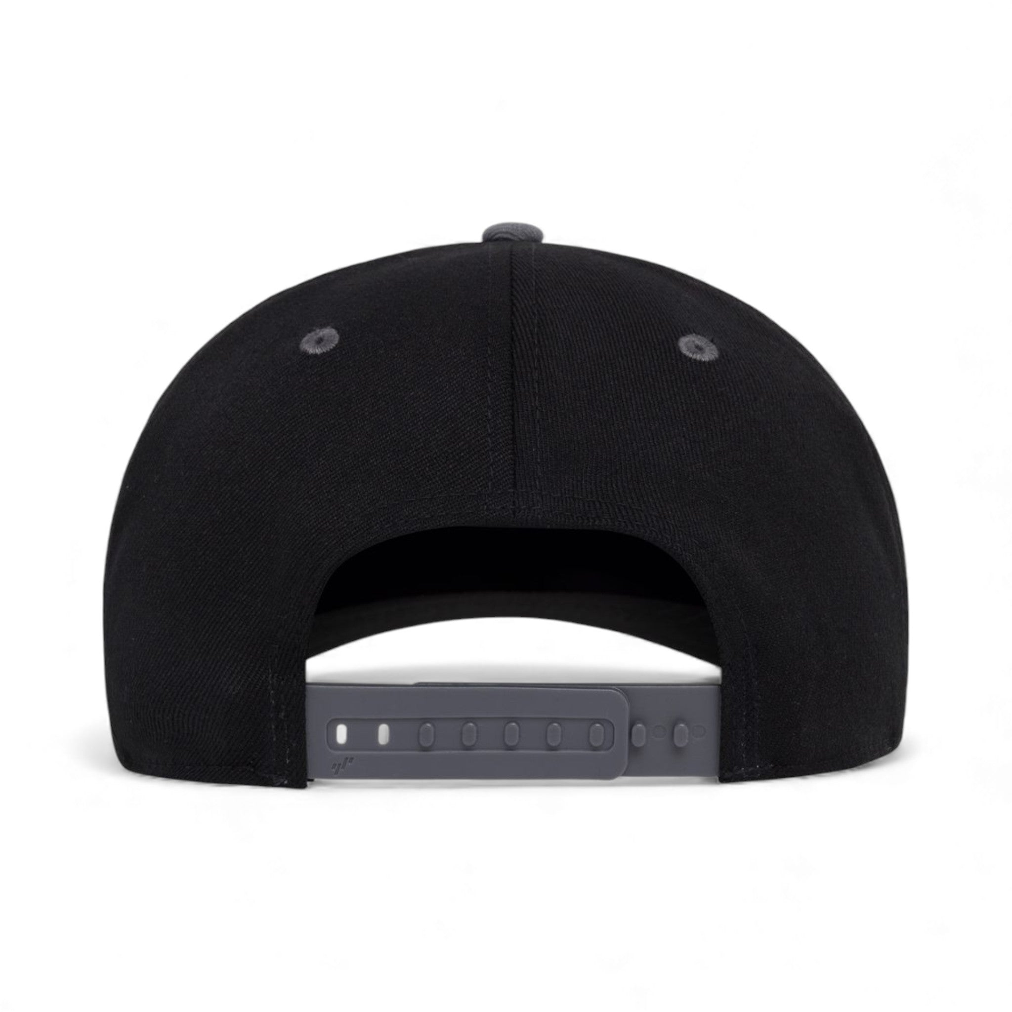 Back view of Flexfit 110F custom hat in black and grey