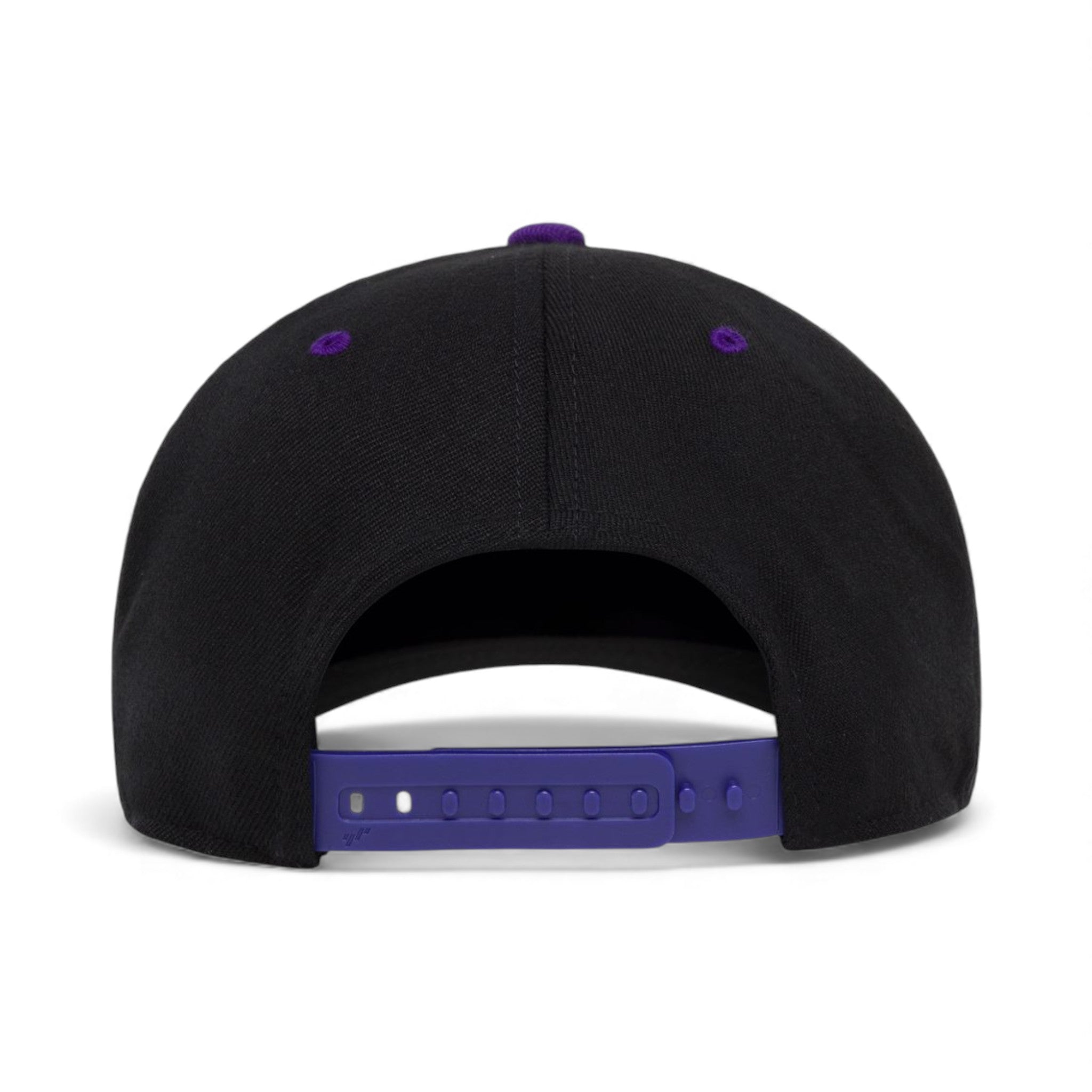 Back view of Flexfit 110F custom hat in black and purple
