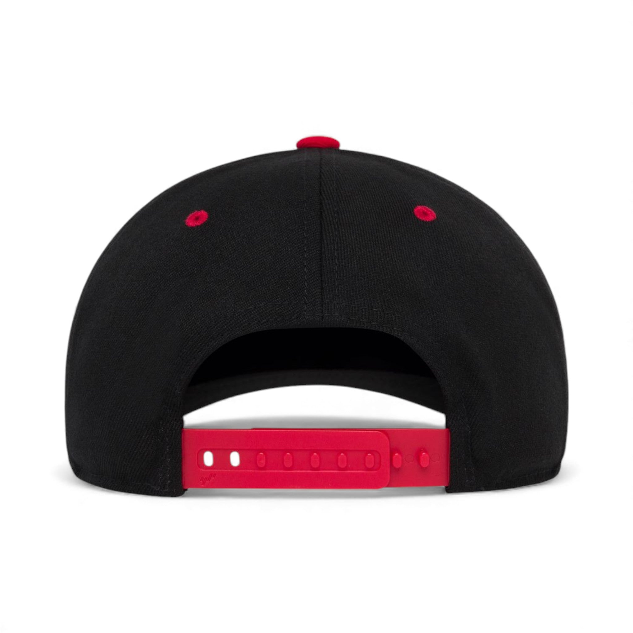 Back view of Flexfit 110F custom hat in black and red