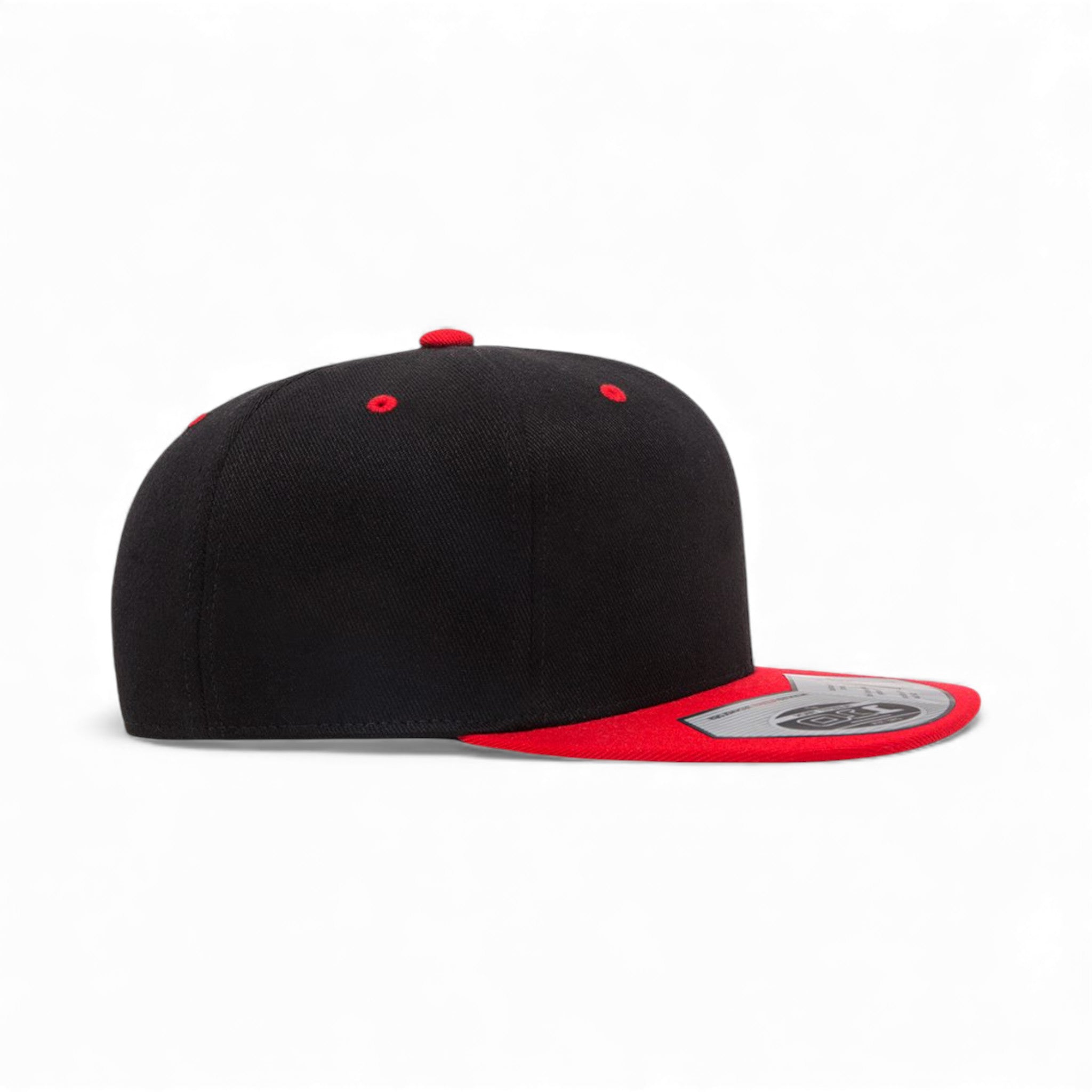 Right side view of Flexfit 110F custom hat in black and red