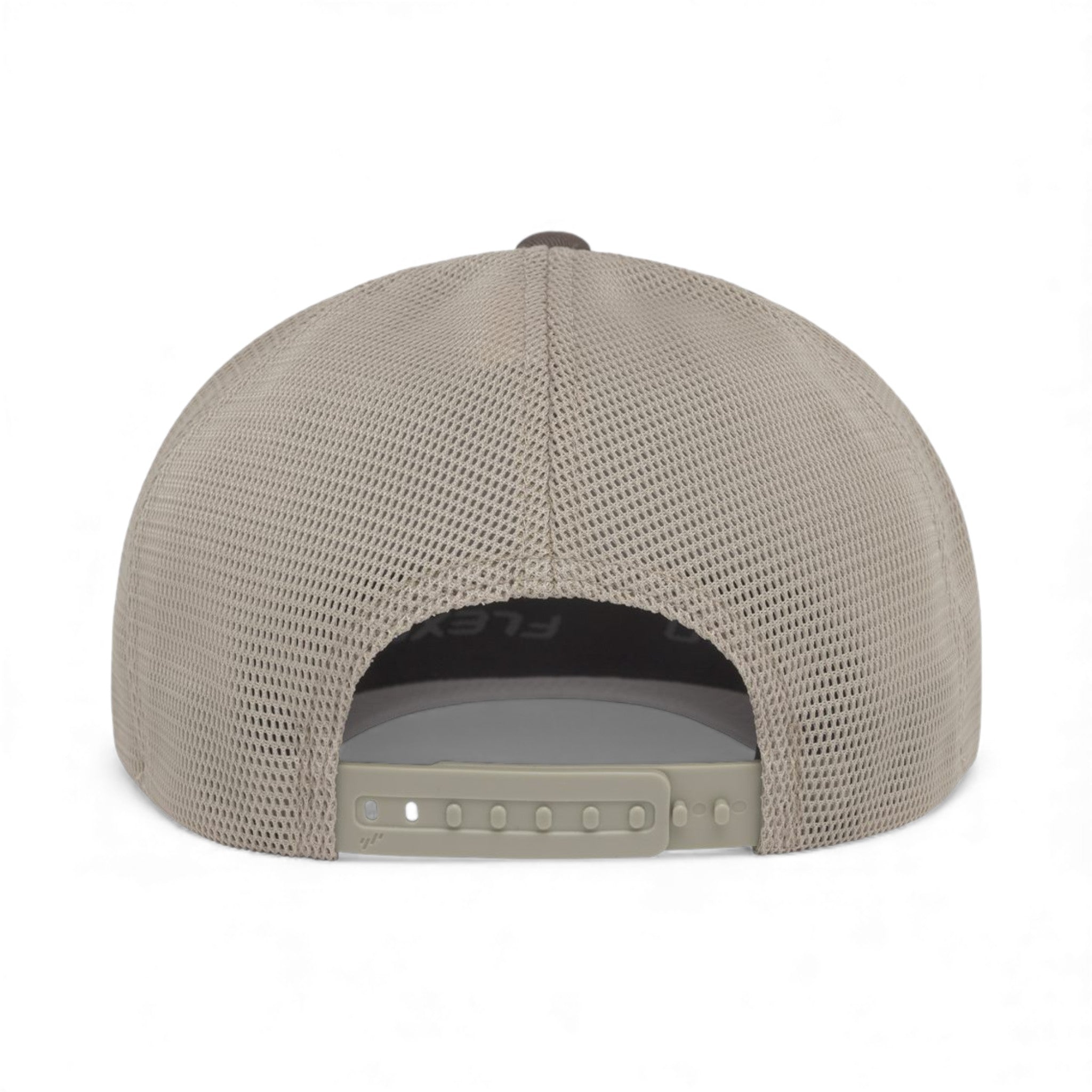 Back view of Flexfit 110M custom hat in brown and khaki