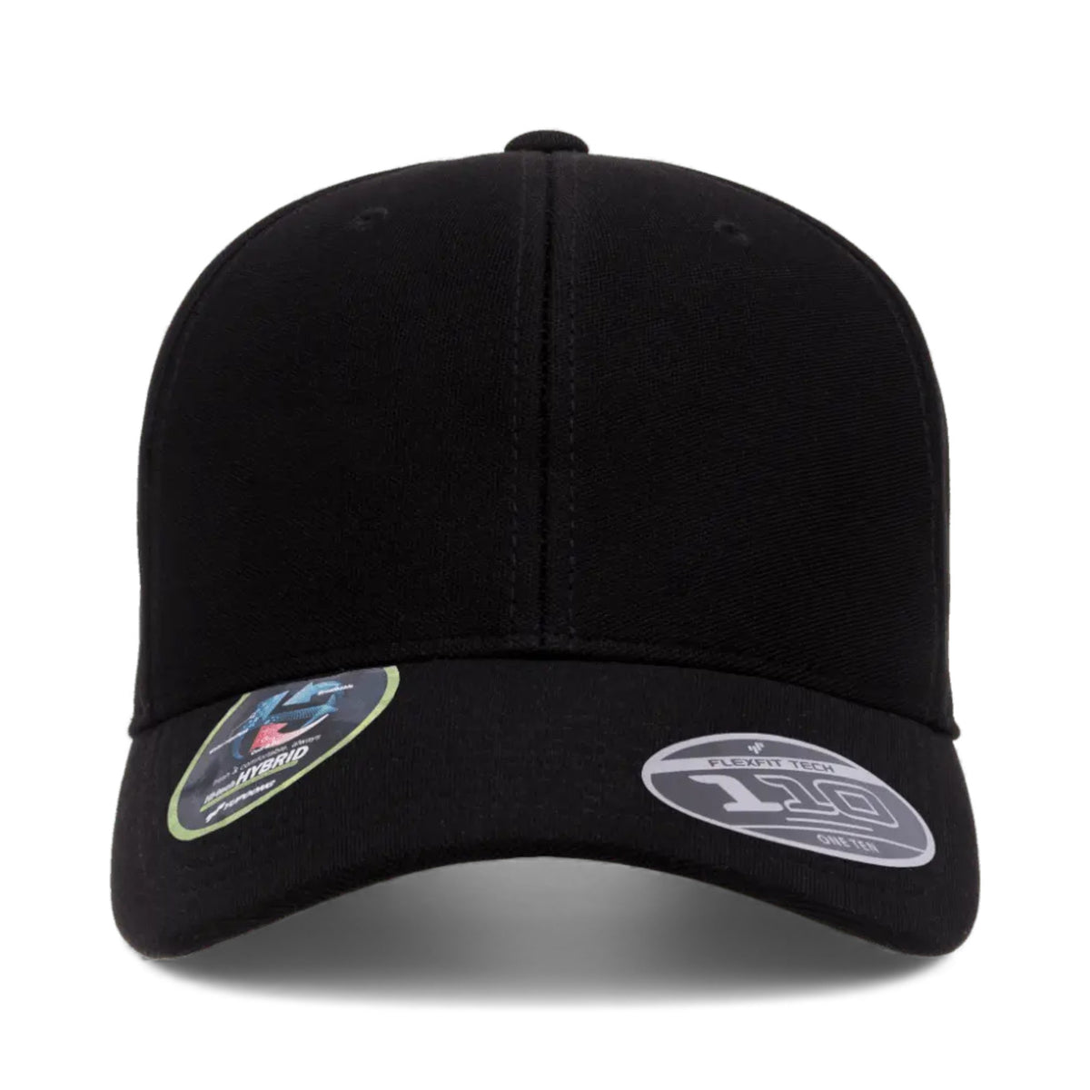 Front view of Flexfit 110P custom hat in black