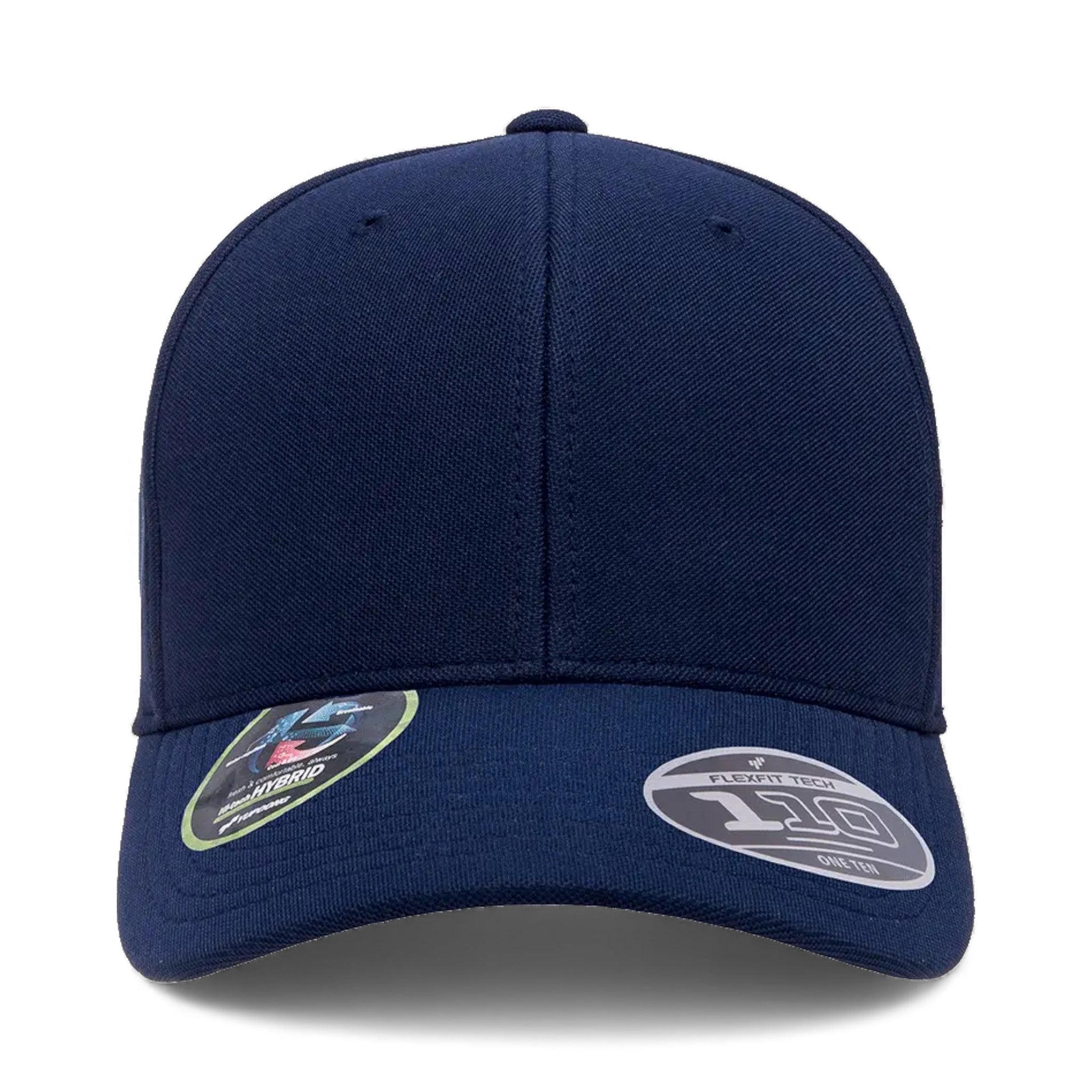 Front view of Flexfit 110P custom hat in navy