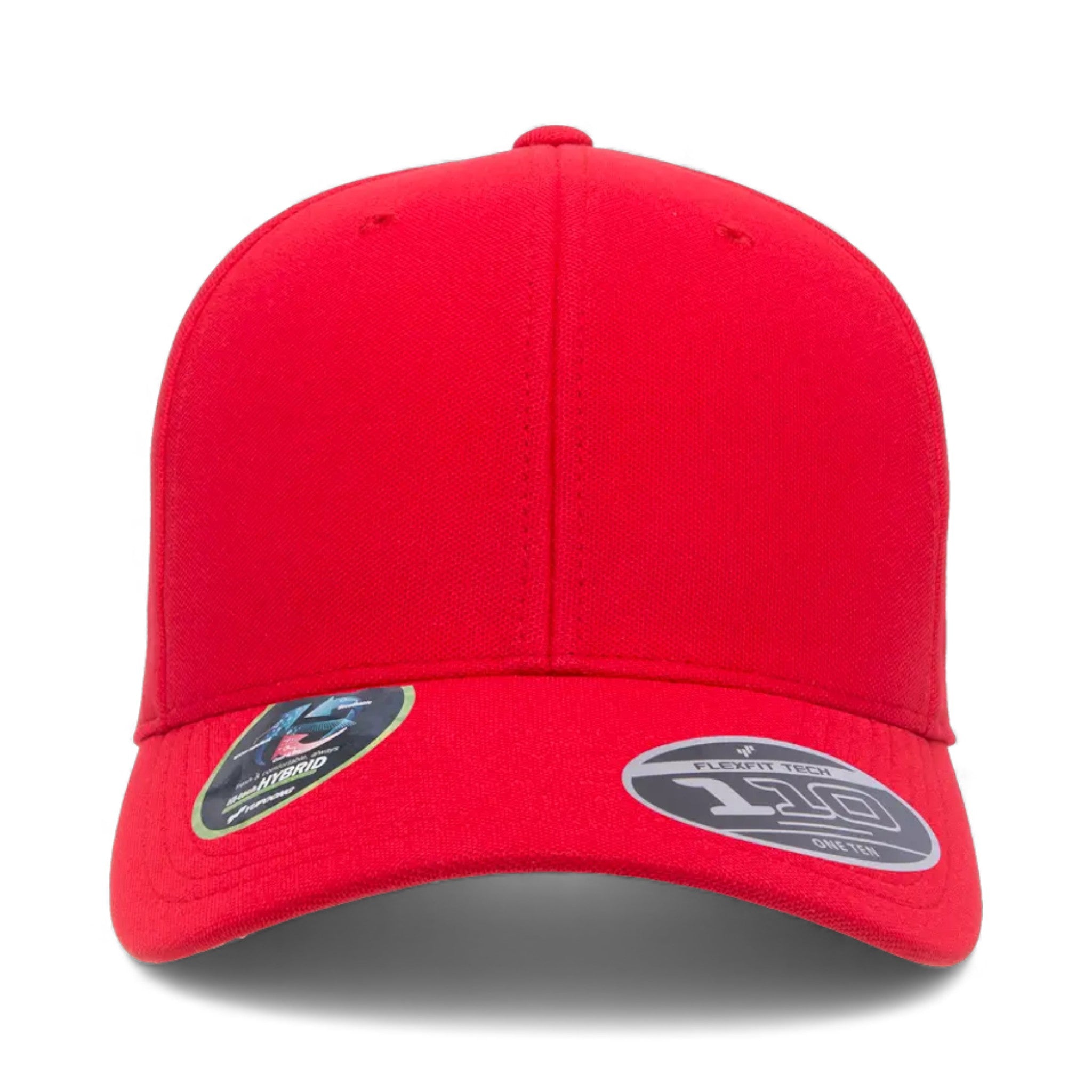 Front view of Flexfit 110P custom hat in red