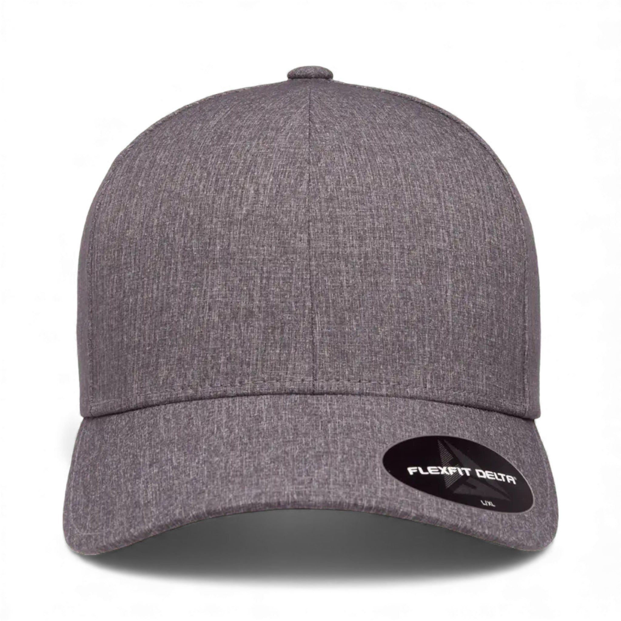 Front view of Flexfit 180 custom hat in melange blue