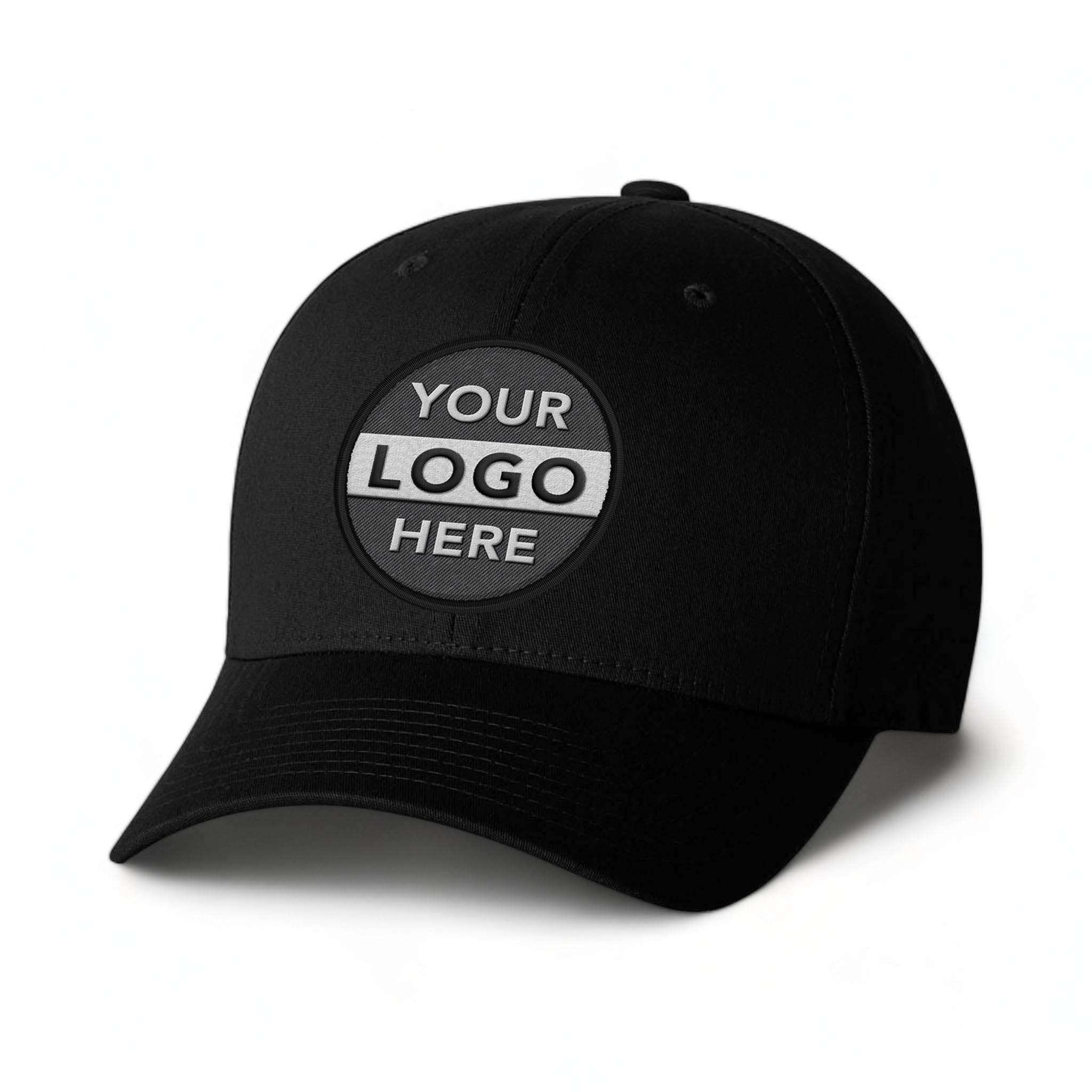 Flexfit 5001 custom embroidered patch hat in black