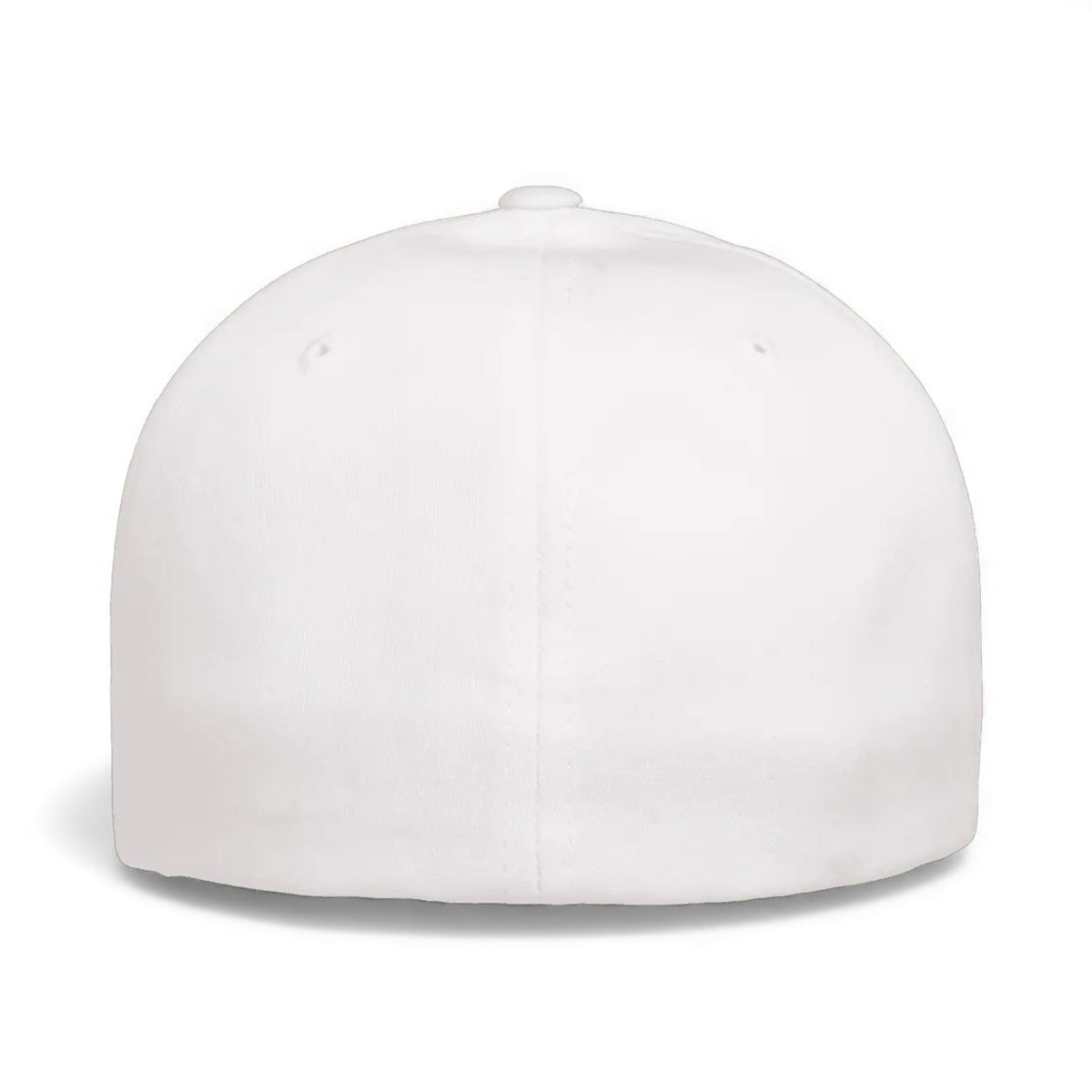 Back view of Flexfit 5001 custom hat in white