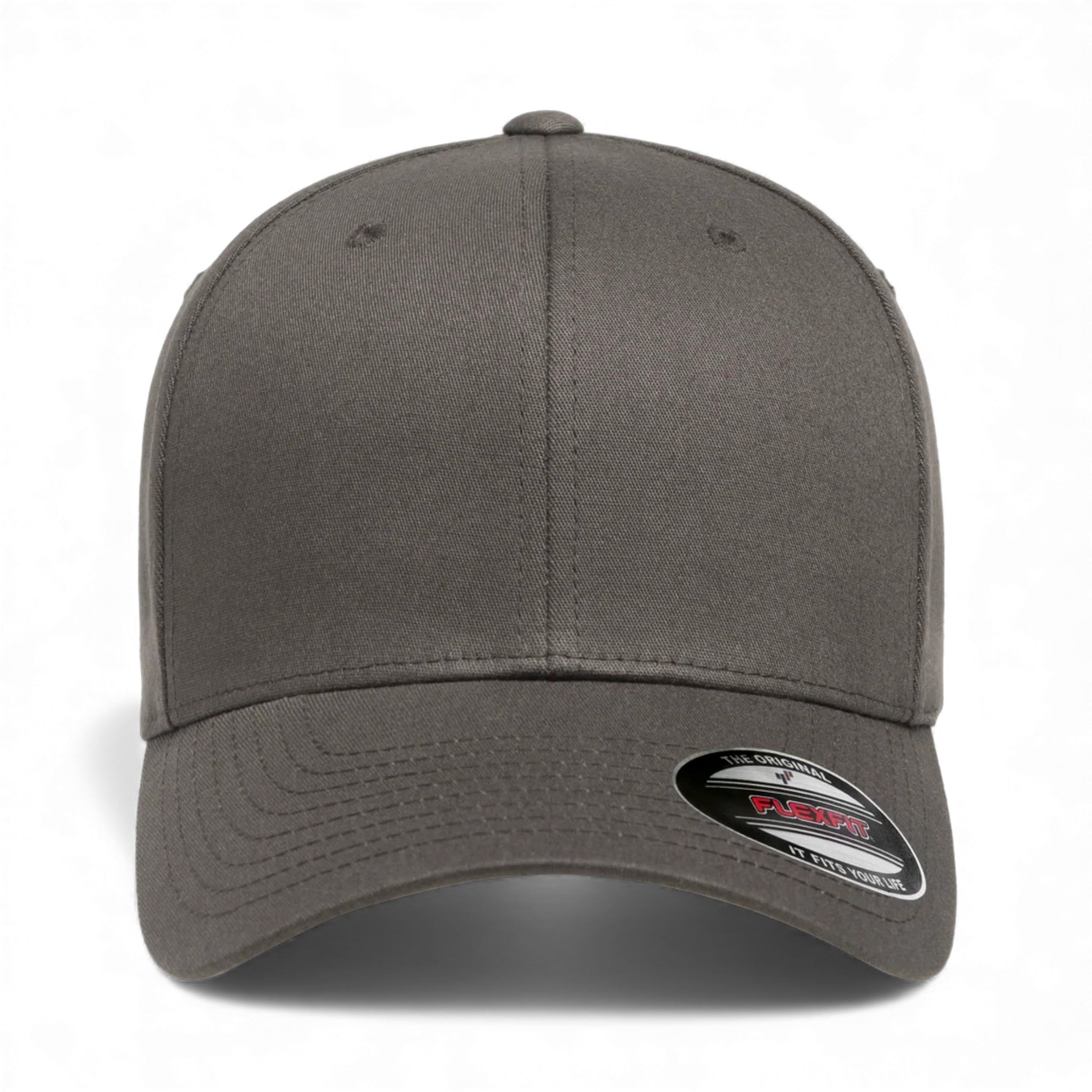 Front view of Flexfit 5001 custom hat in dark grey