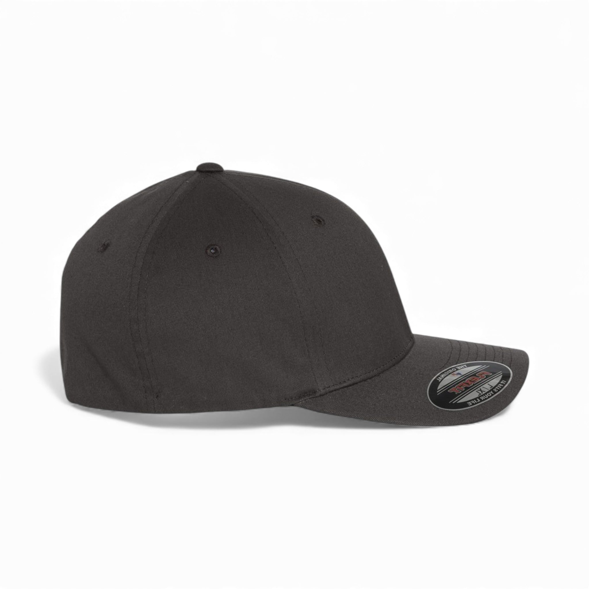 Right side view of Flexfit 5001 custom hat in dark grey
