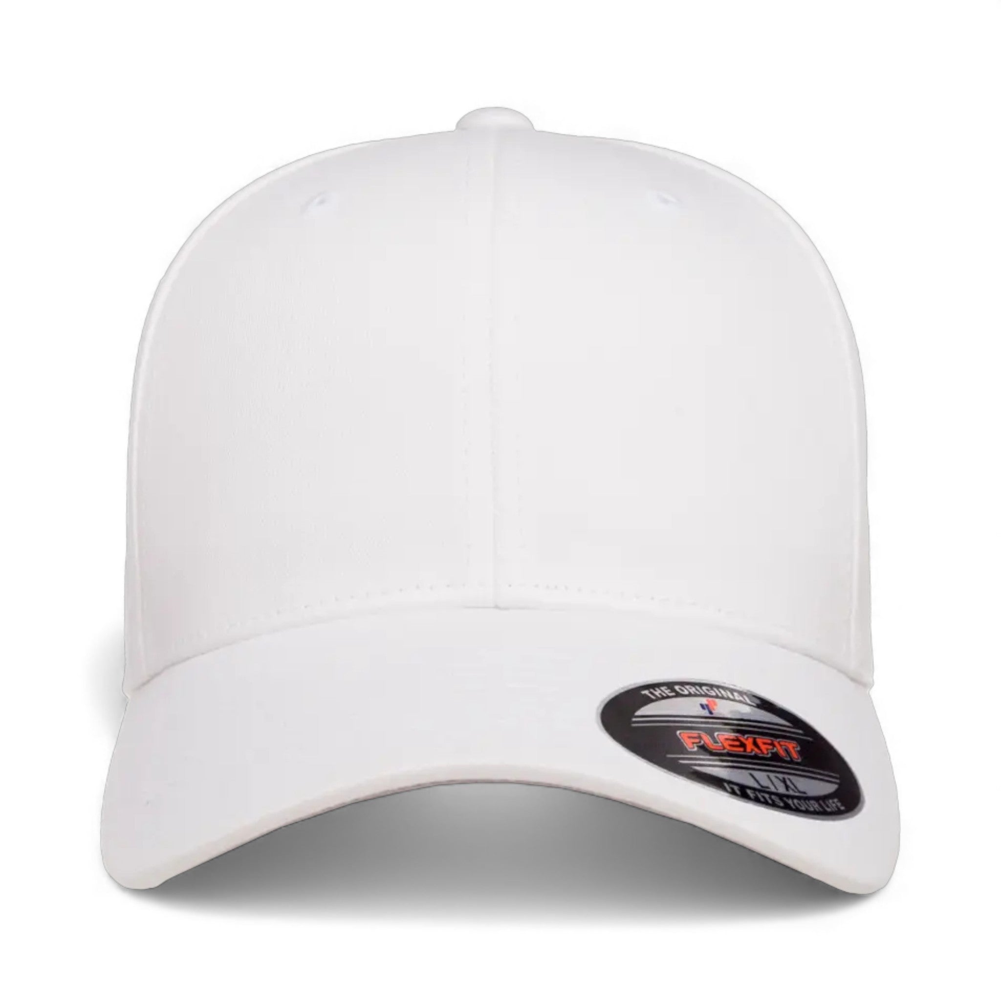 Front view of Flexfit 5001 custom hat in white
