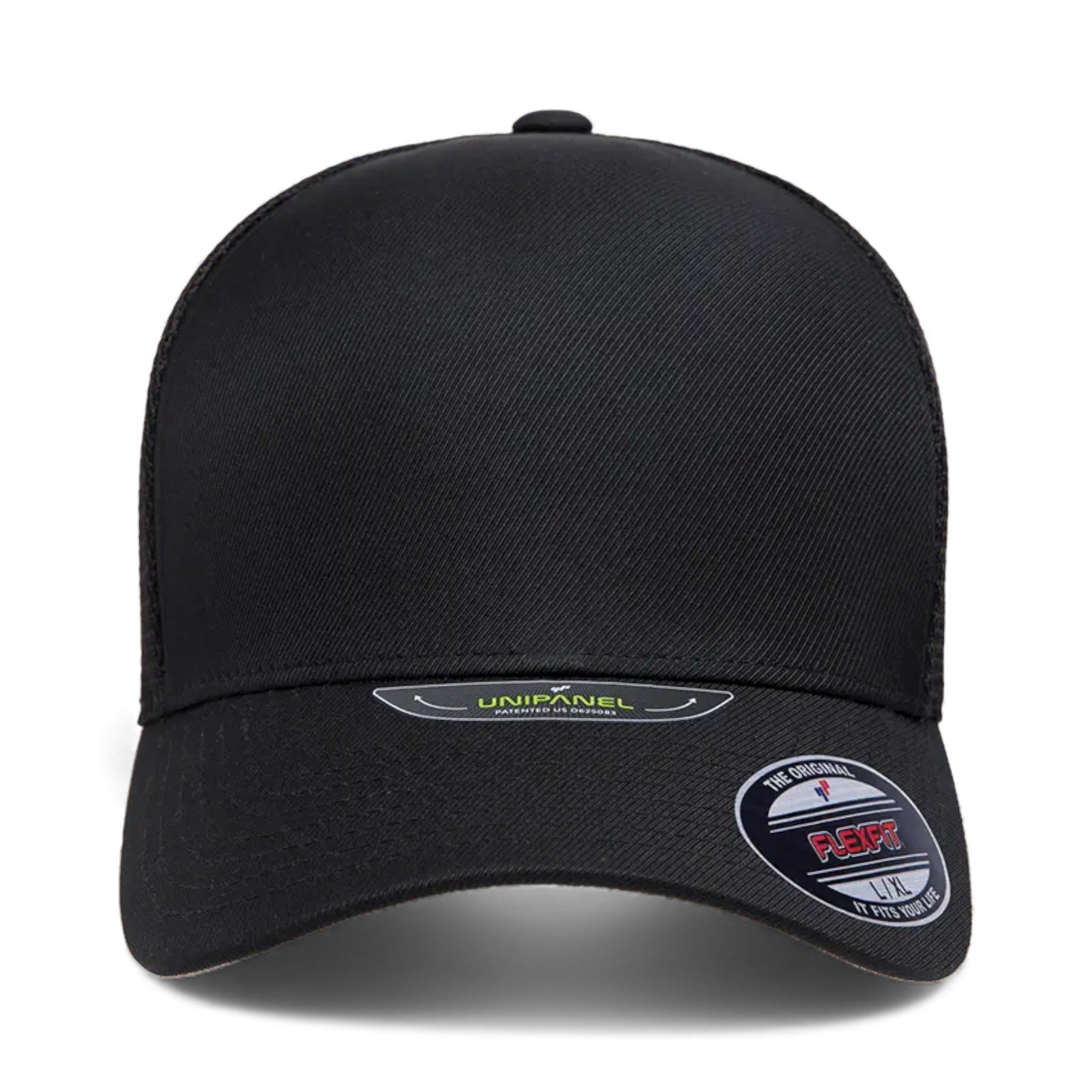 Front view of Flexfit 5511UP custom hat in black