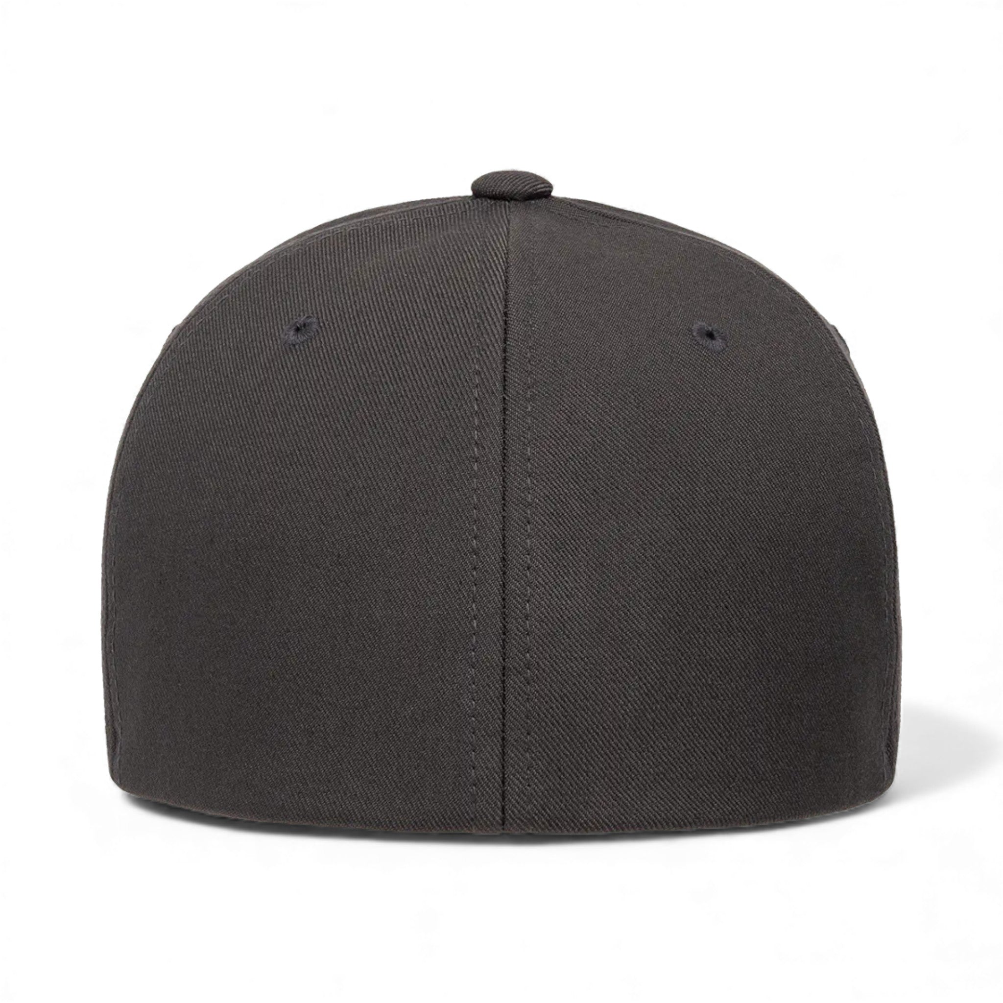 Back view of Flexfit 6100NU custom hat in dark grey