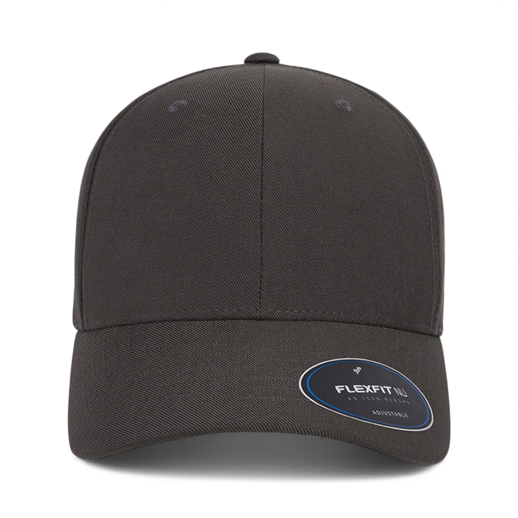 Front view of Flexfit 6110NU custom hat in dark grey