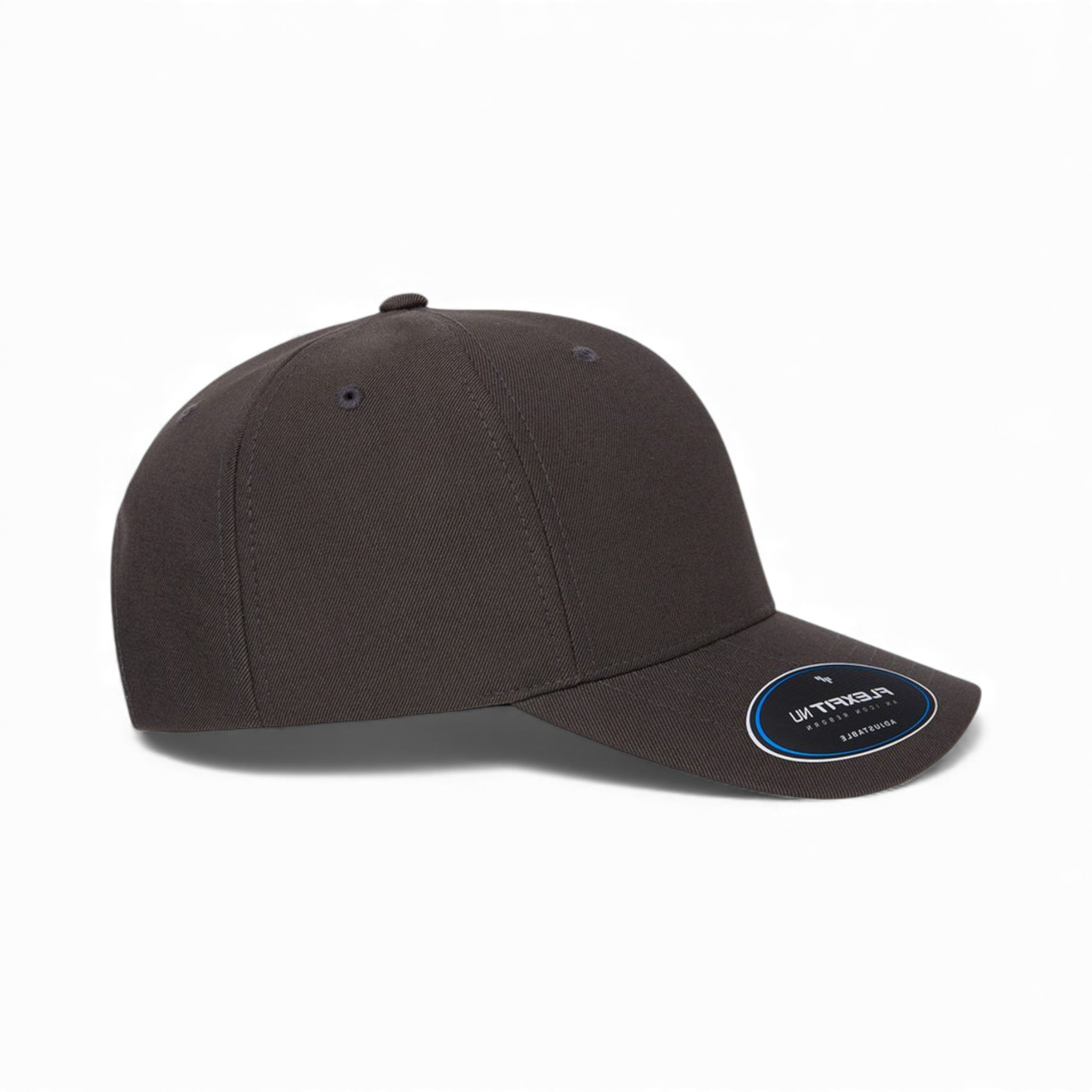Right side view of Flexfit 6110NU custom hat in dark grey