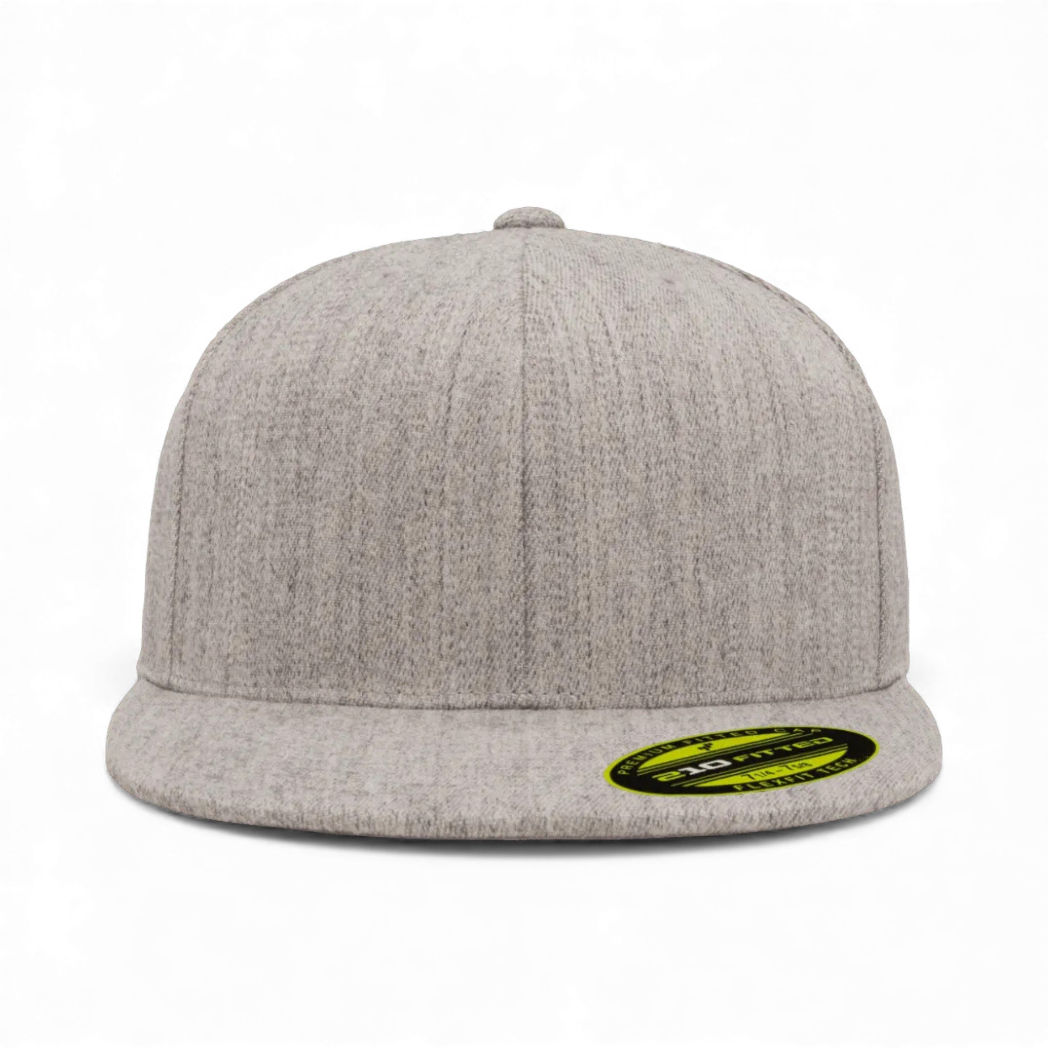 Front view of Flexfit 6210FF custom hat in heather grey