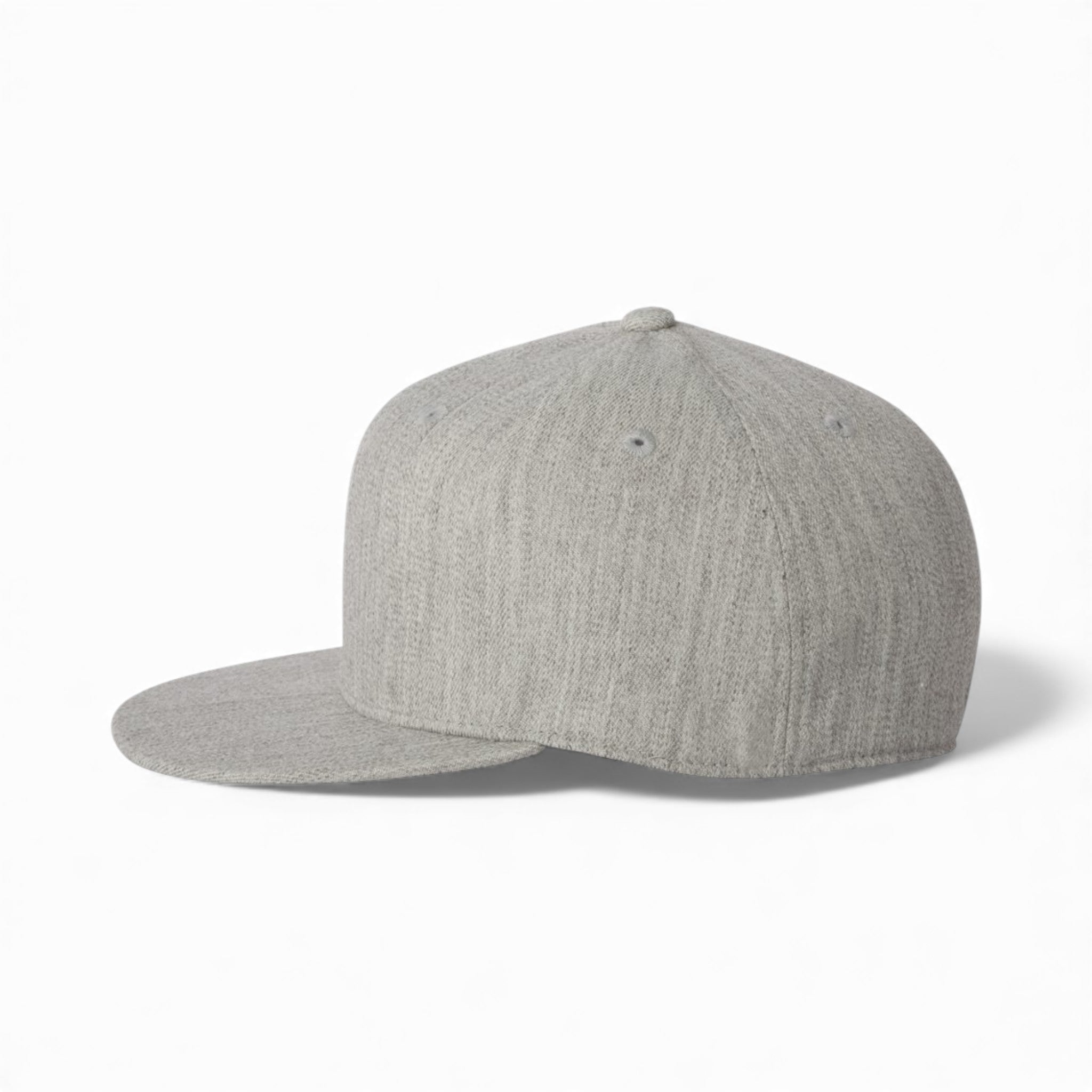 Left side view of Flexfit 6210FF custom hat in heather grey