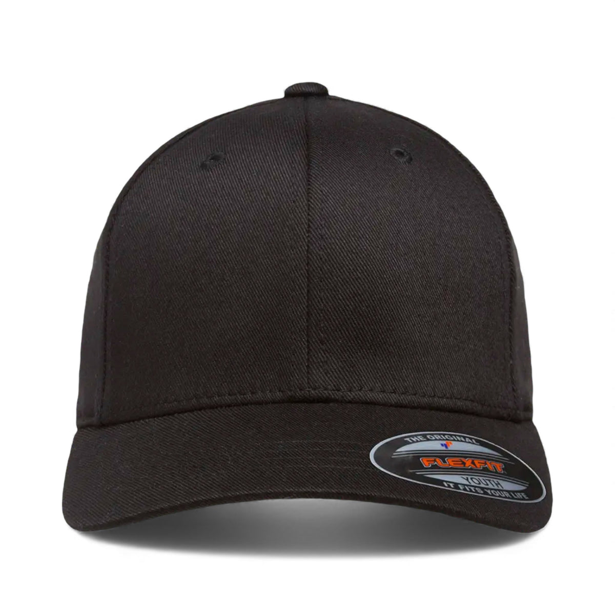 Front view of Flexfit 6277Y custom hat in black