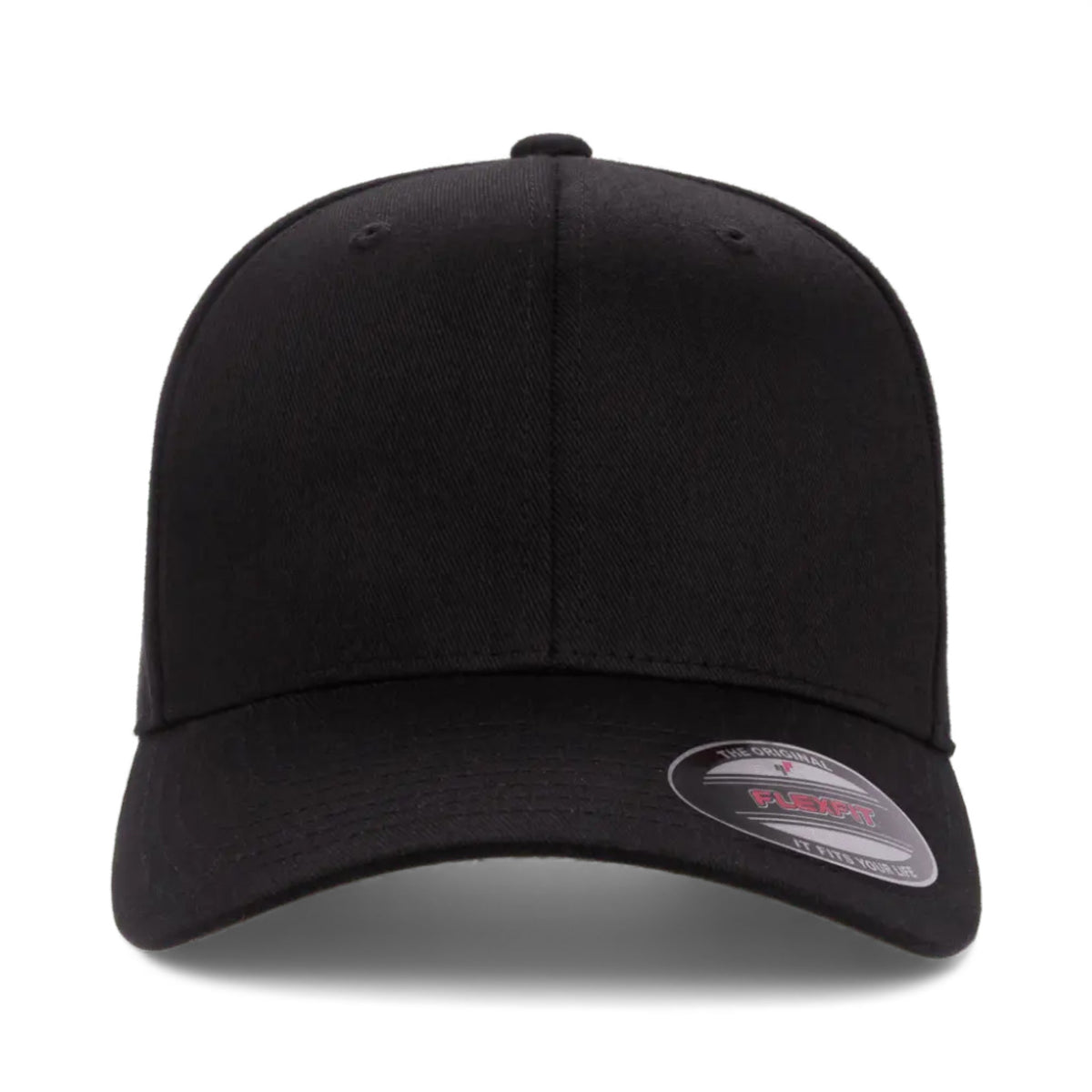 Front view of Flexfit 6277 custom hat in black