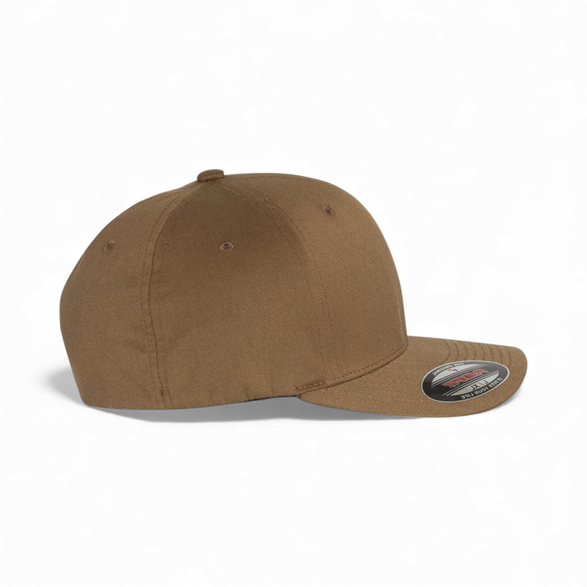 Right side view of Flexfit 6277 custom hat in coyote brown
