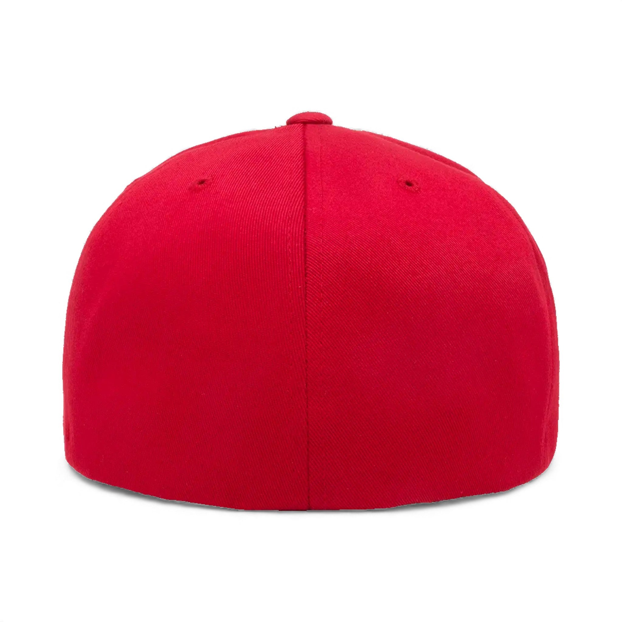 Back view of Flexfit 6297f custom hat in red