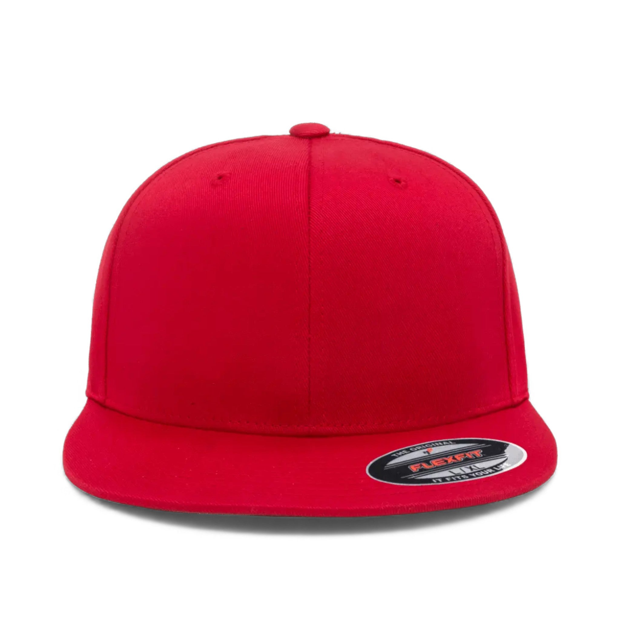 Front view of Flexfit 6297f custom hat in red