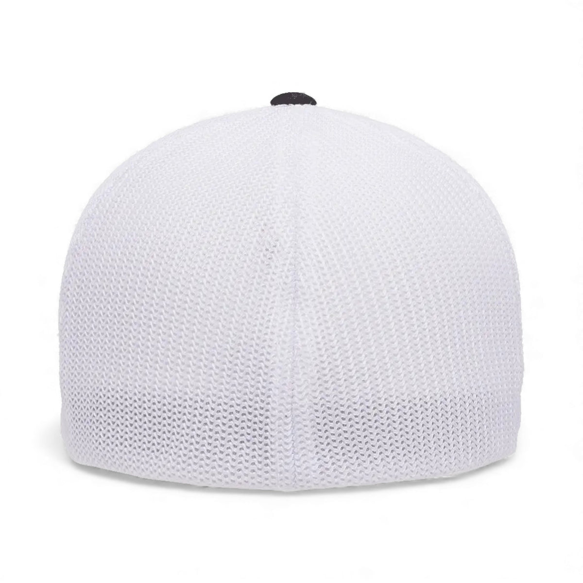 Back view of Flexfit 6511 custom hat in black and white