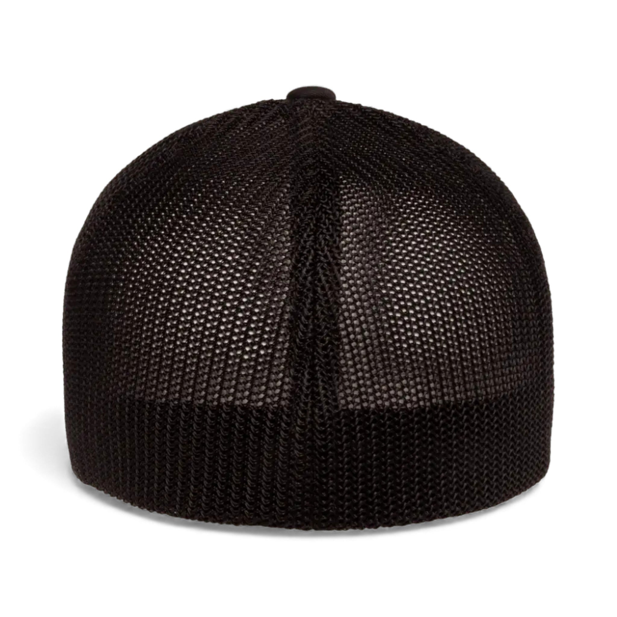 Back view of Flexfit 6511 custom hat in black, white and black