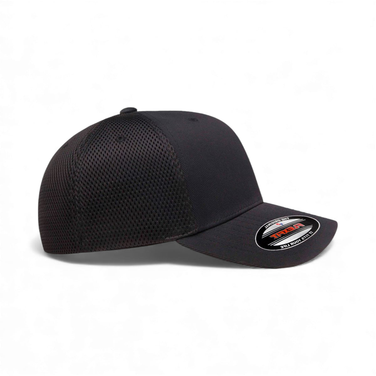 Right side view of Flexfit 6533 custom hat in black