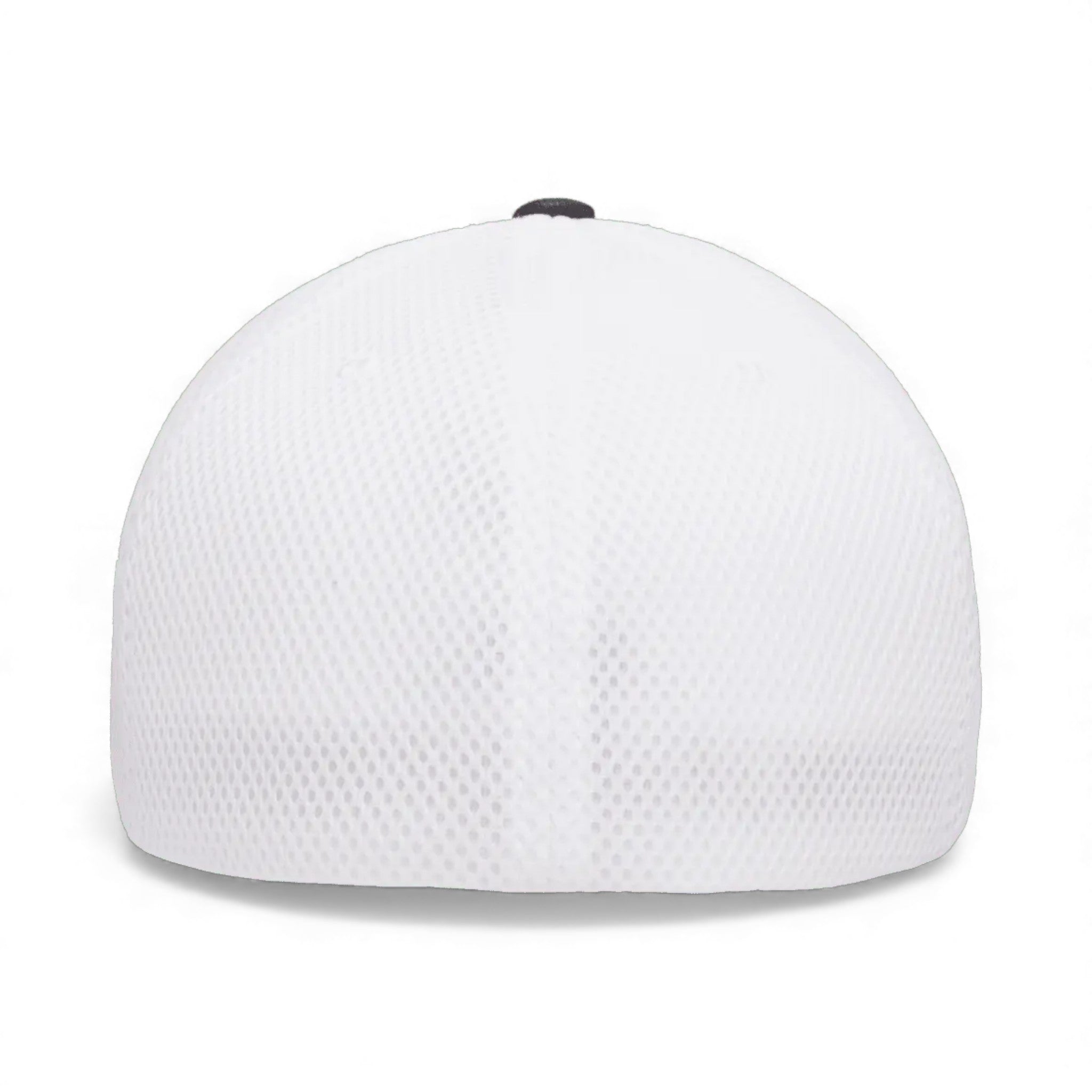 Back view of Flexfit 6533 custom hat in black and white