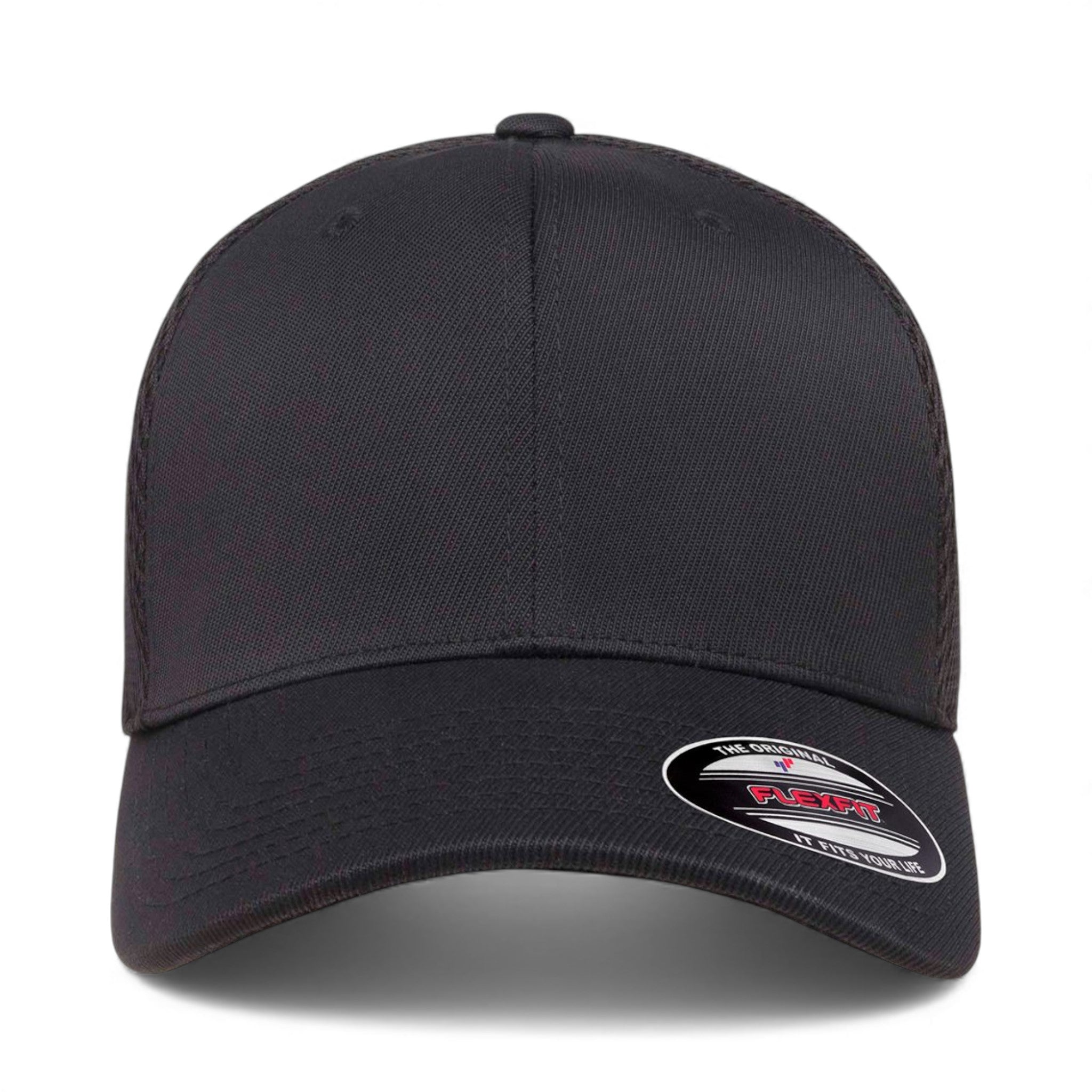 Front view of Flexfit 6533 custom hat in black