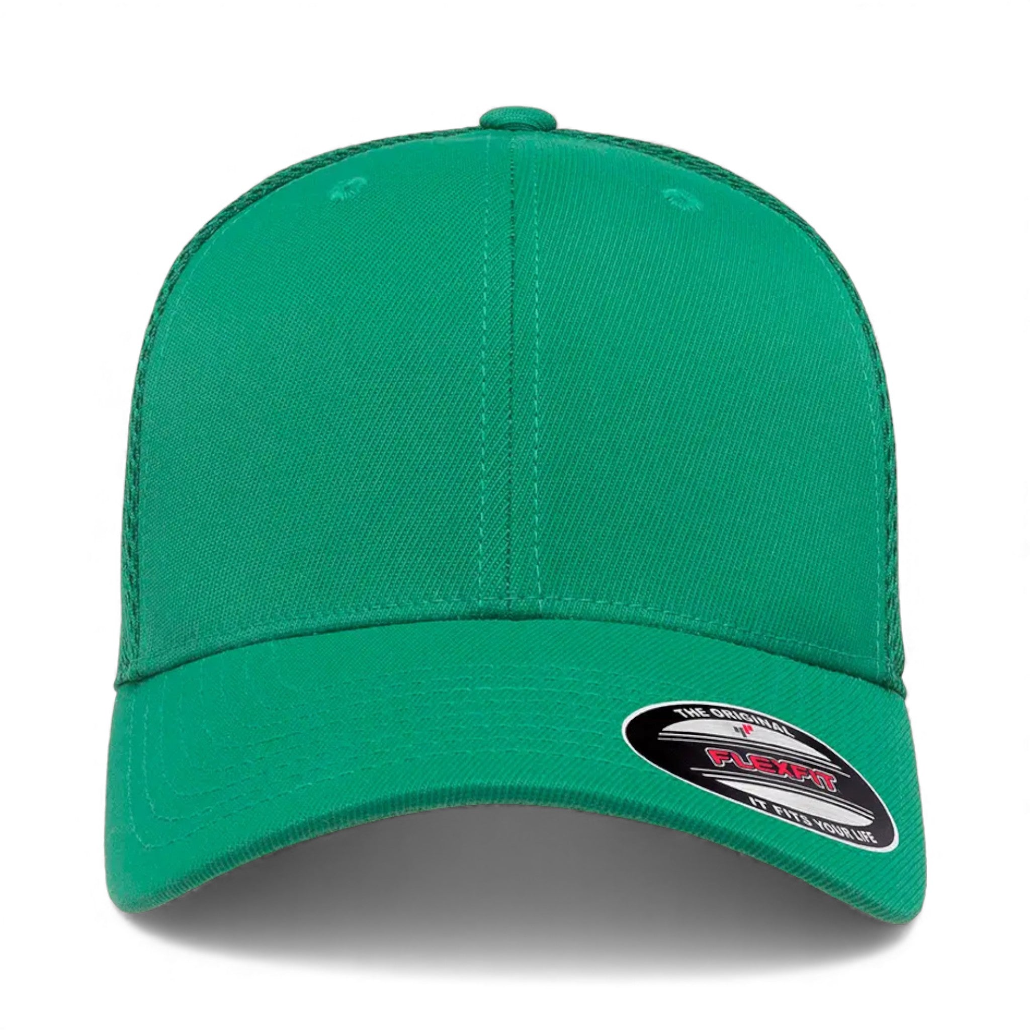 Front view of Flexfit 6533 custom hat in green