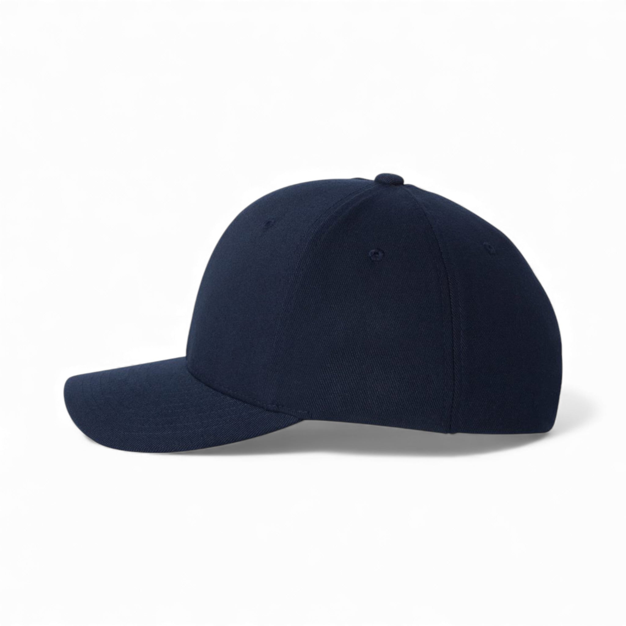Left side view of Flexfit 6580 custom hat in dark navy