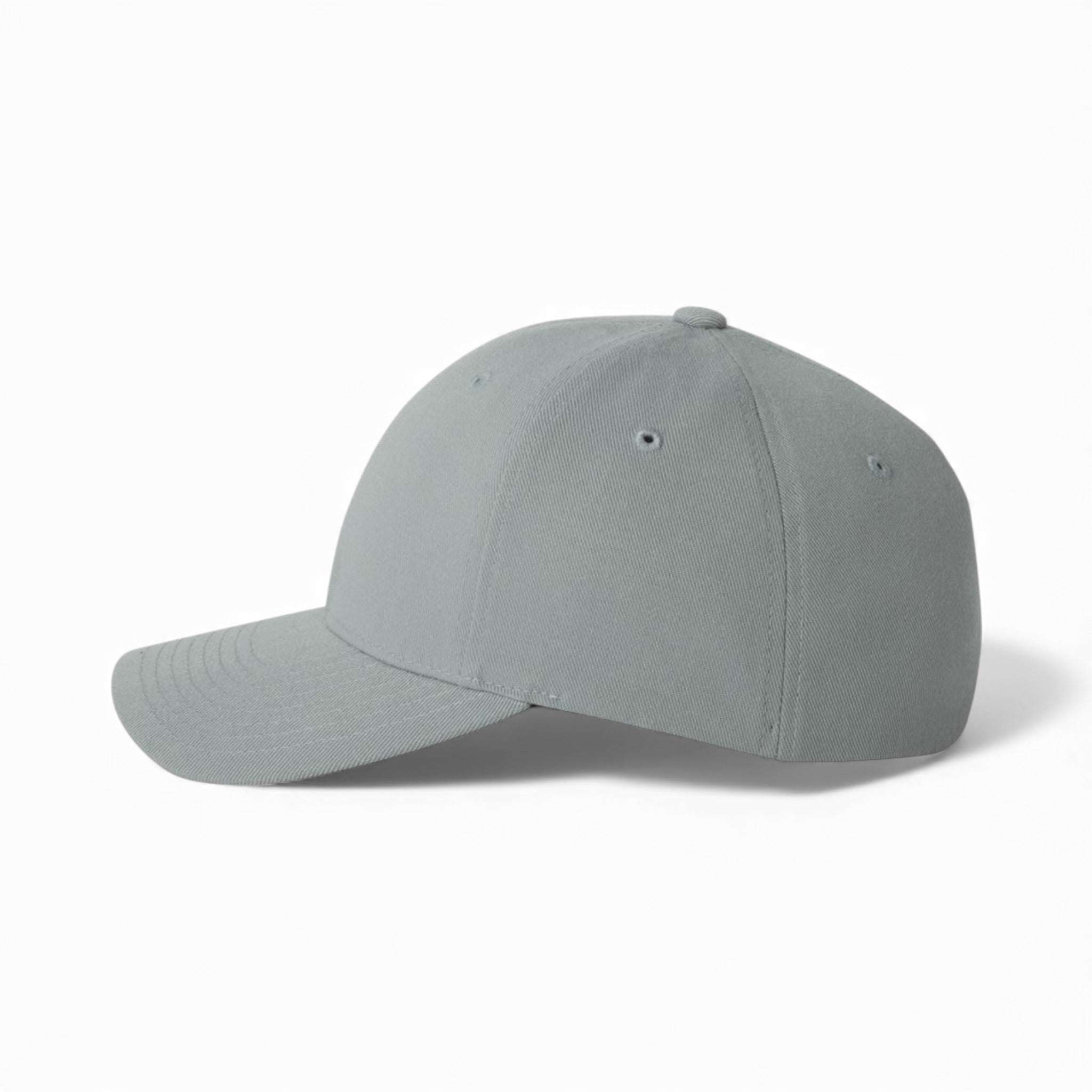 Left side view of Flexfit 6580 custom hat in grey