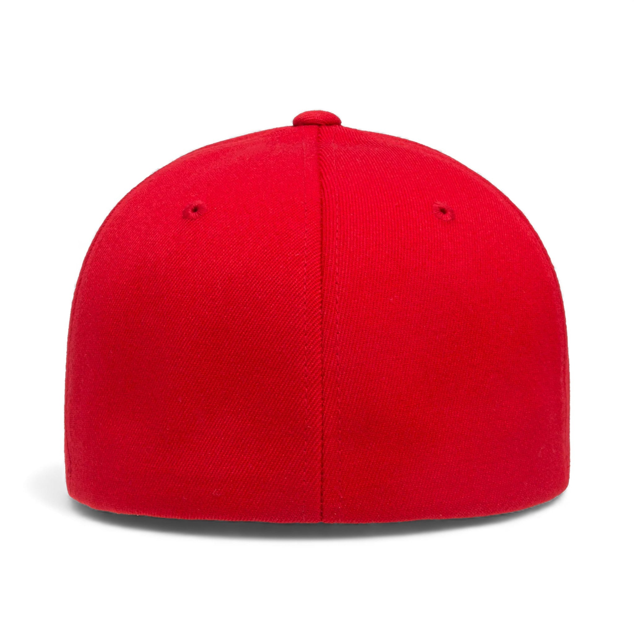 Back view of Flexfit 6580 custom hat in red