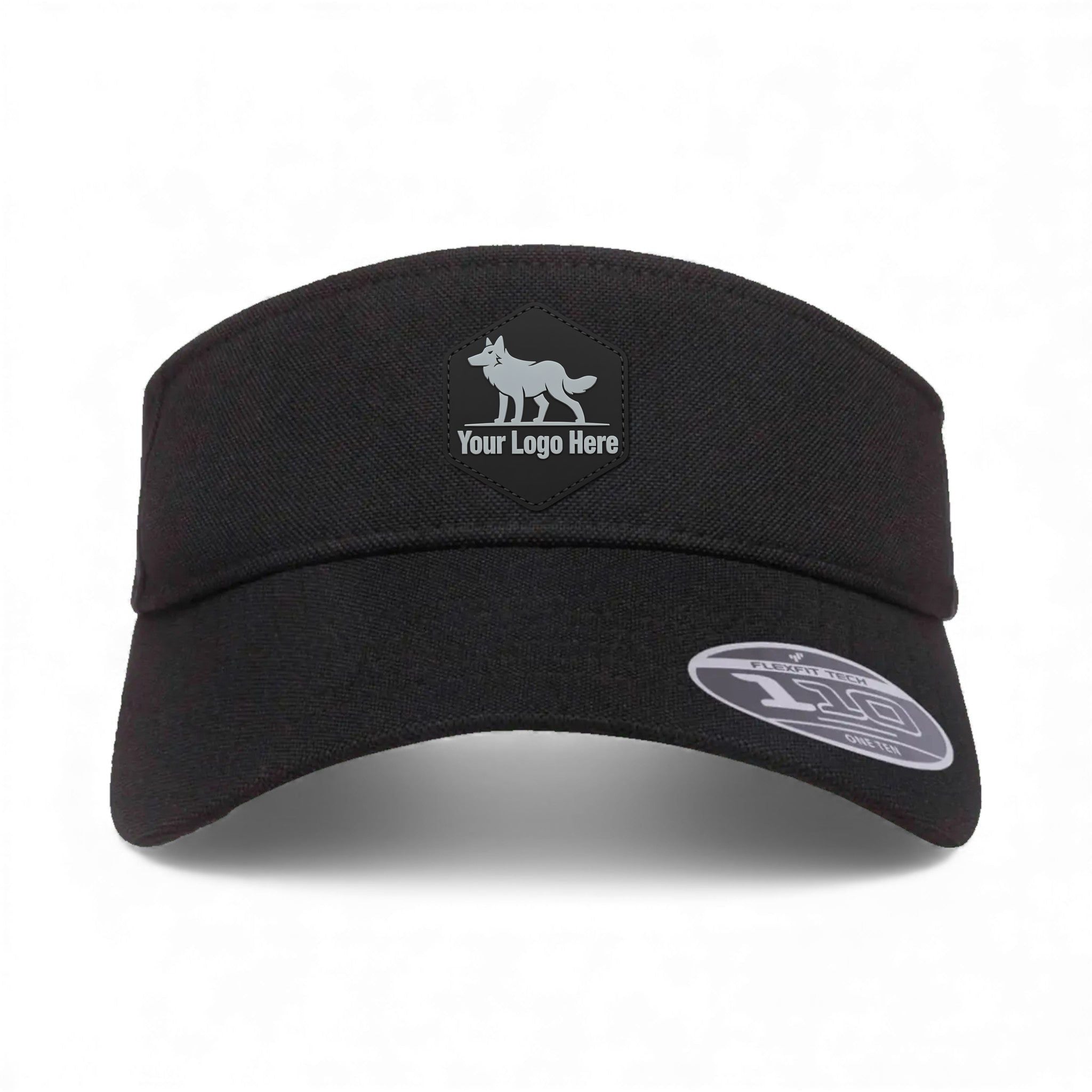 PVC patch preview of Flexfit 8110 custom hat in black