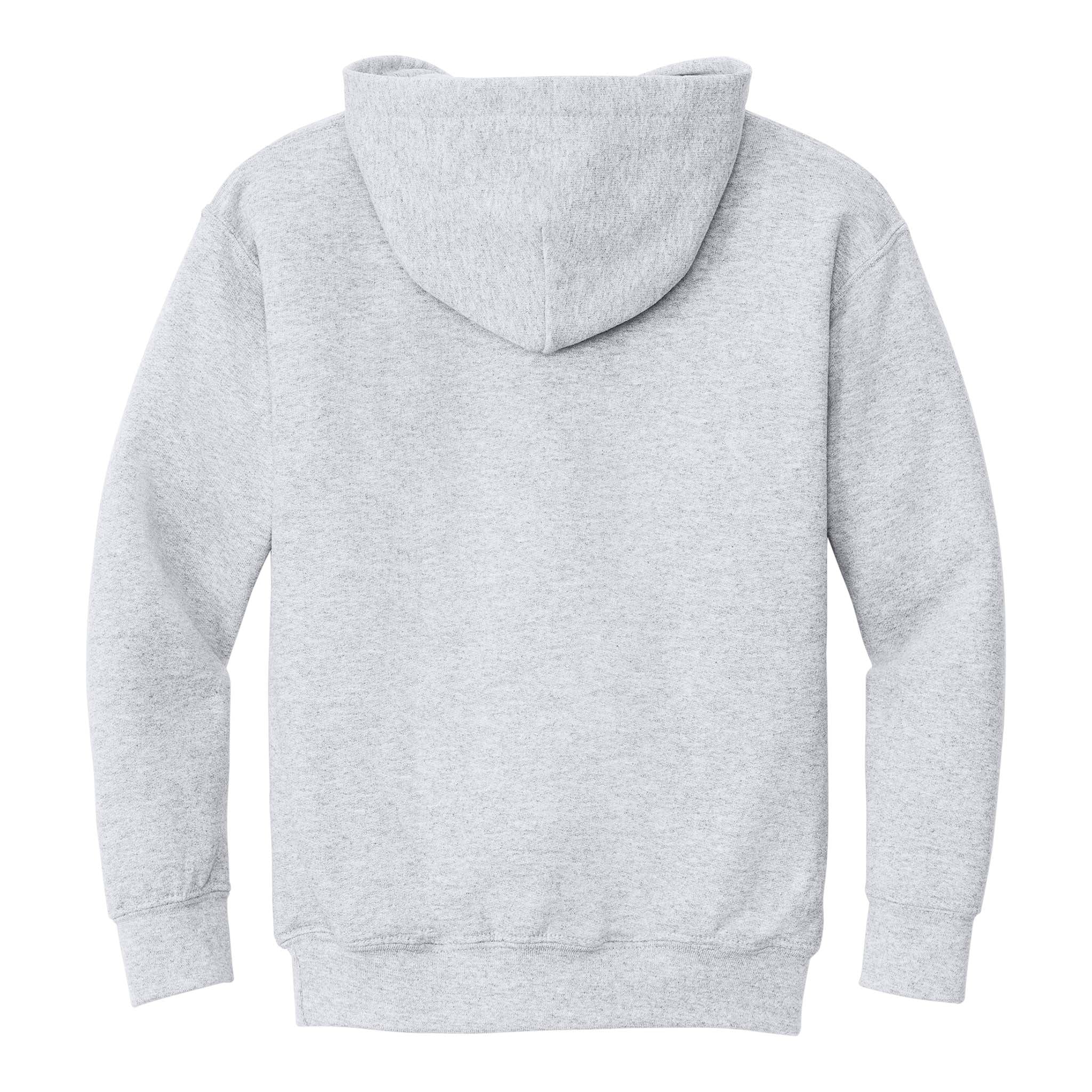 Gildan 18500B custom hoodie in ash grey, back view