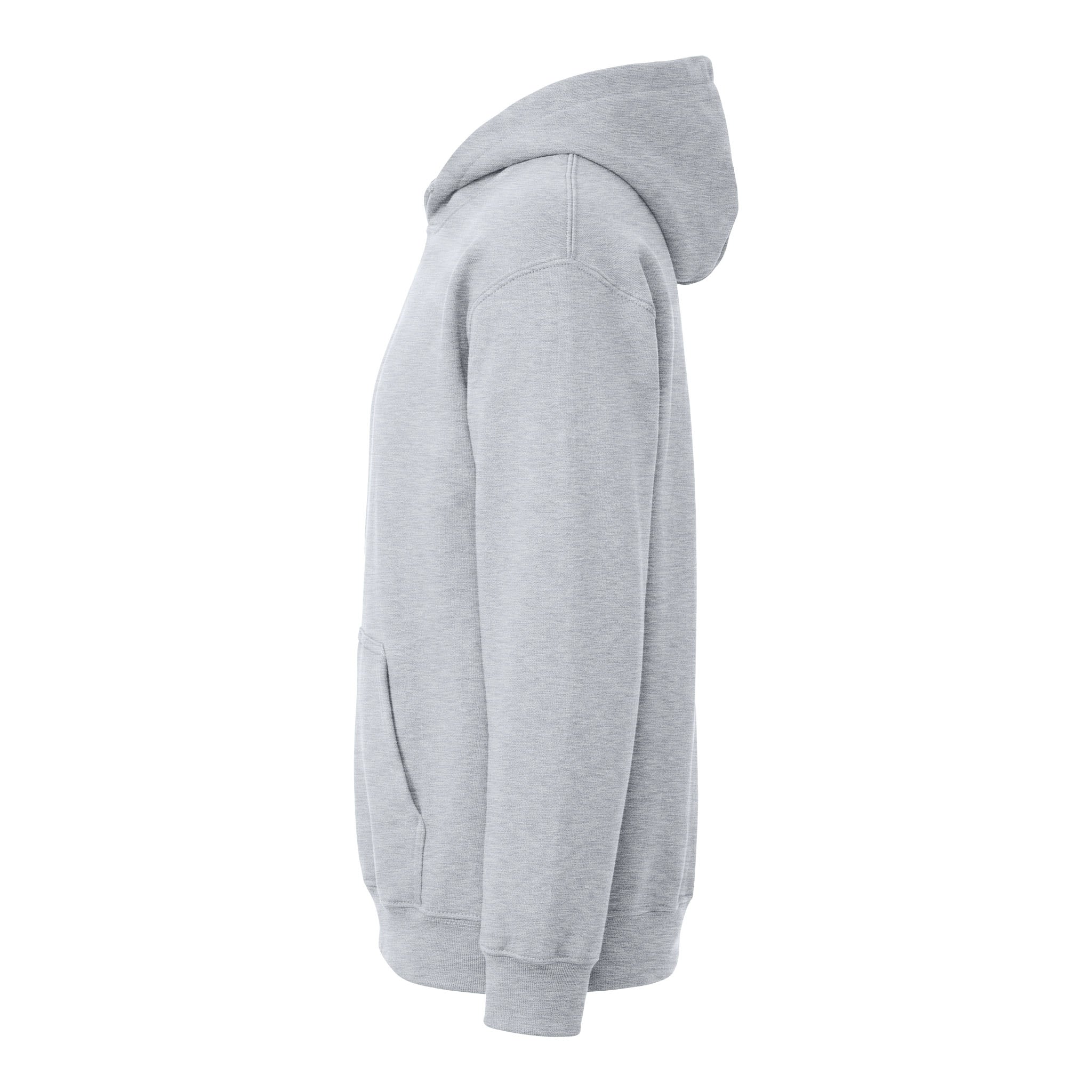 Gildan 18500B custom hoodie in ash grey, left side view