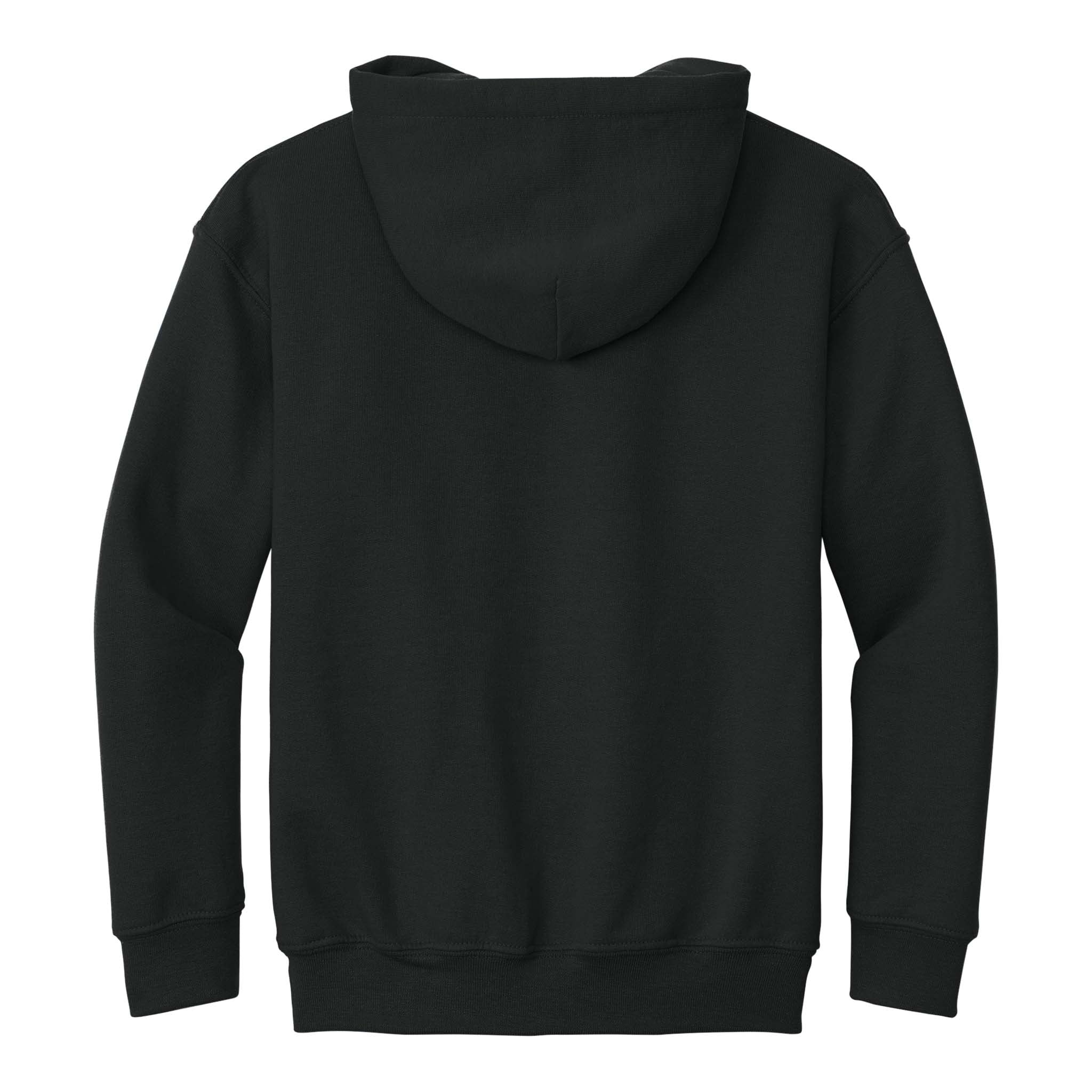 Gildan 18500B custom hoodie in black, back view