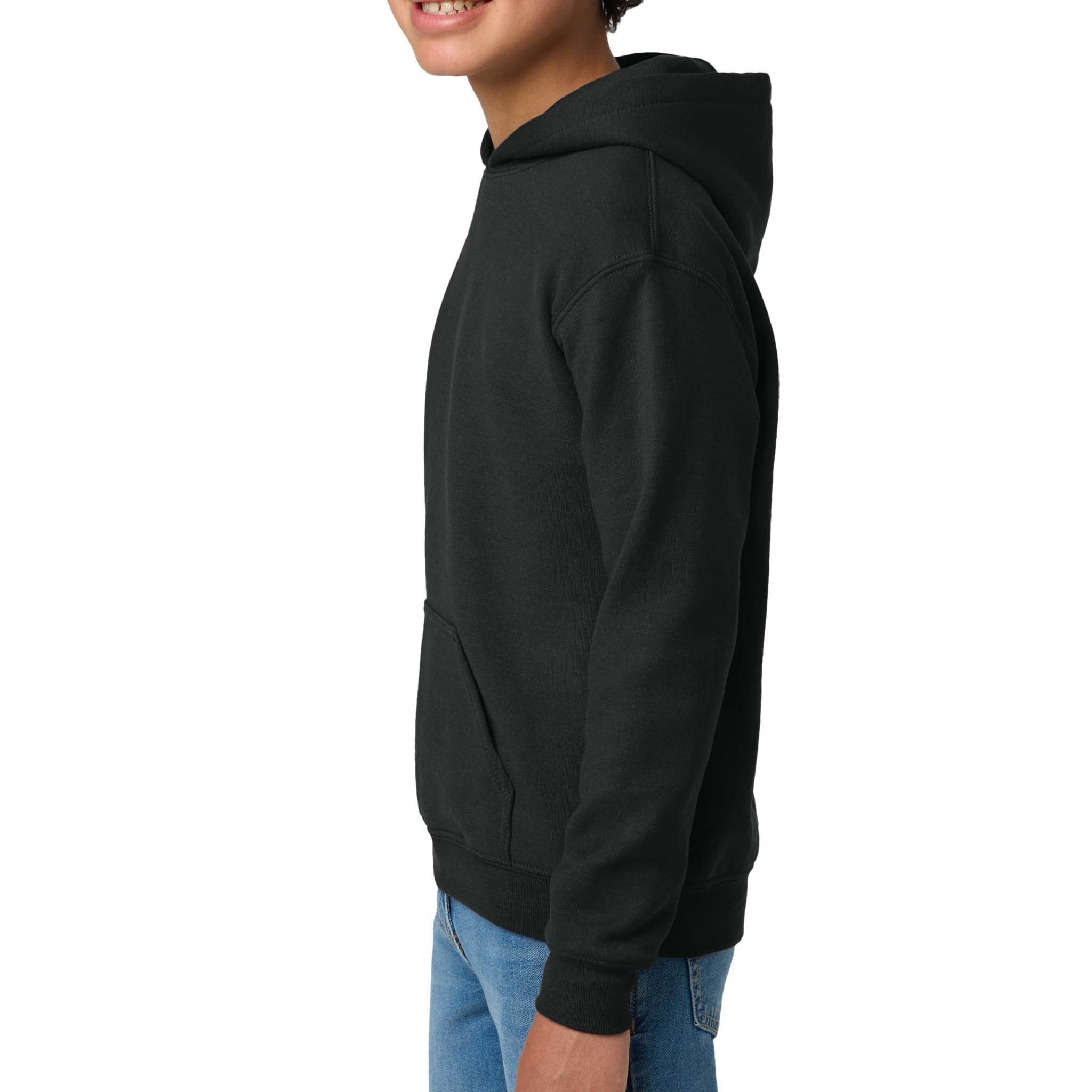 Gildan 18500B custom hoodie in black, left side view